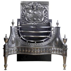 Pair of Early 20th Century Antique Grand Georgian Style Steel Fire Grates