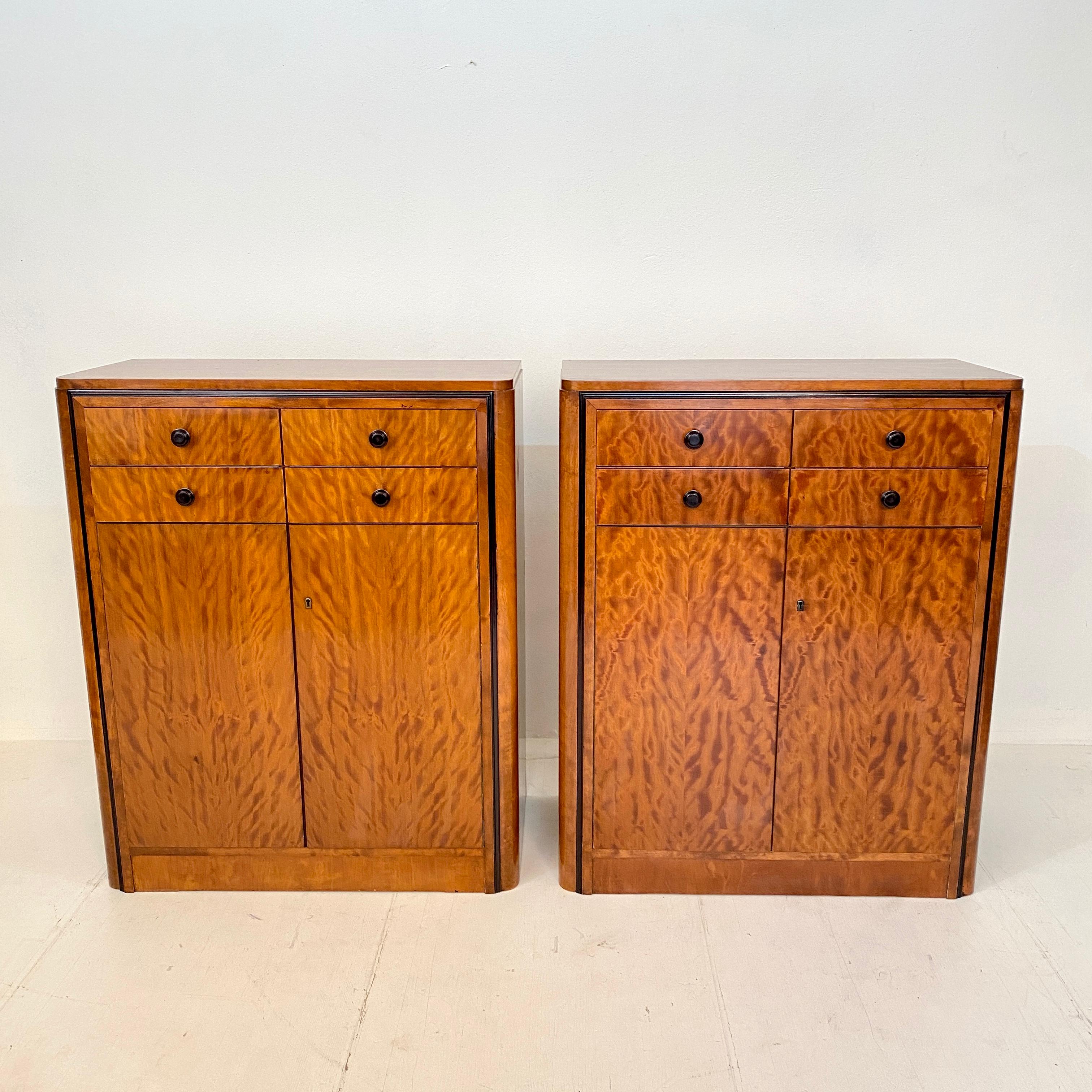 German Pair of early 20th Century Art Deco Dresser Chest of Drawers in Mahogany