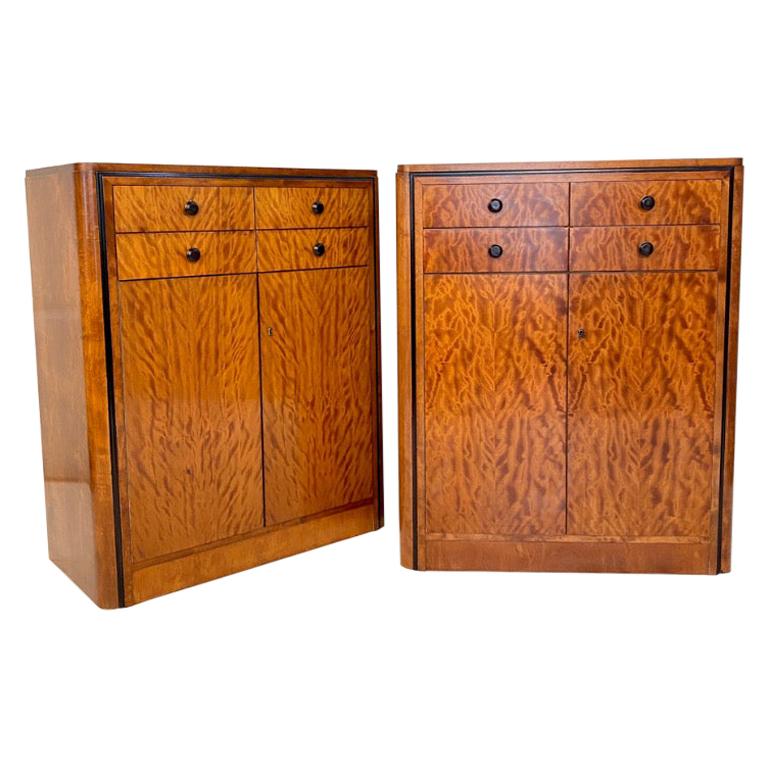 Pair of early 20th Century Art Deco Dresser Chest of Drawers in Mahogany