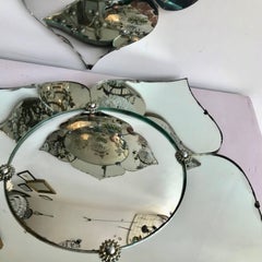 Pair of Early 20th Century Art Deco Petal Shaped Frameless Mirrors