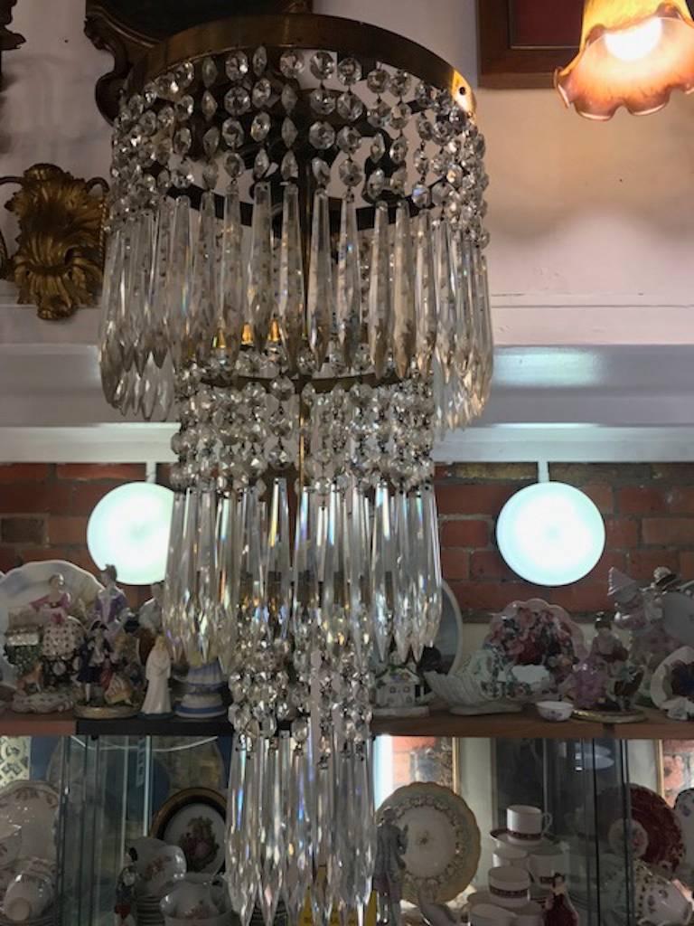 Neoclassical Pair of Early 20th Century Articulated Crystal Wall Sconces For Sale