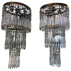 Pair of Early 20th Century Articulated Crystal Wall Sconces