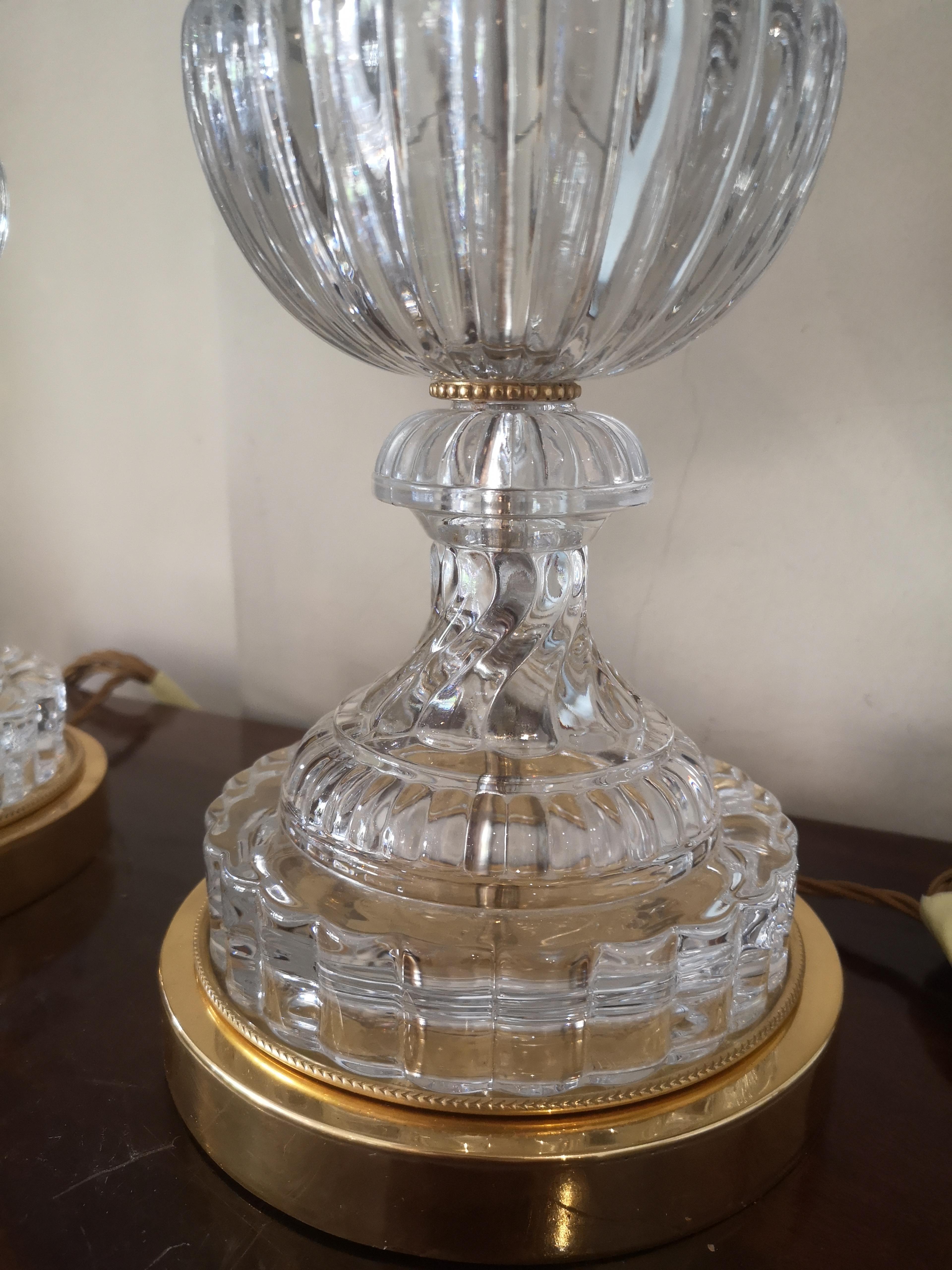 Pair of Early 20th Century Baccarat Style Crystal Lamps 2