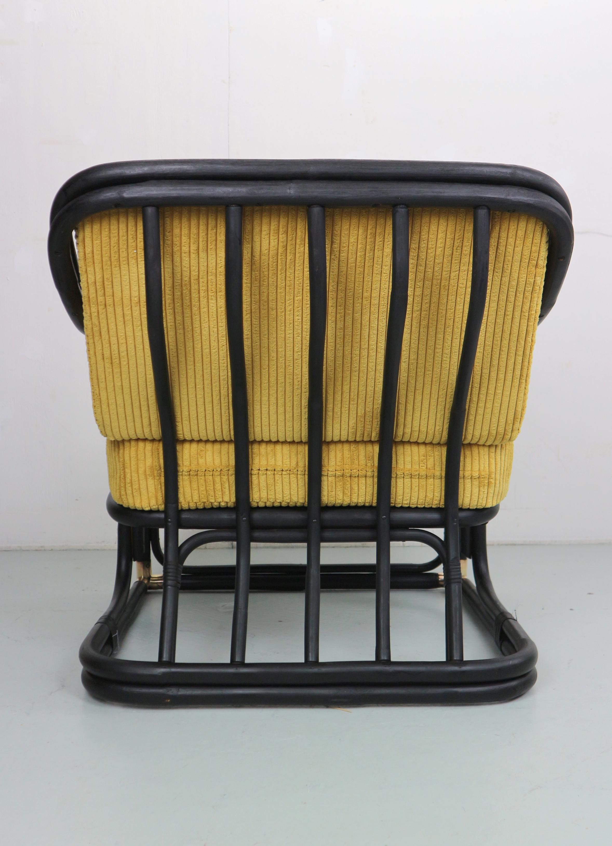 Laiton Paire de chaises longues en bambou et laiton du début du 20e siècle, France en vente