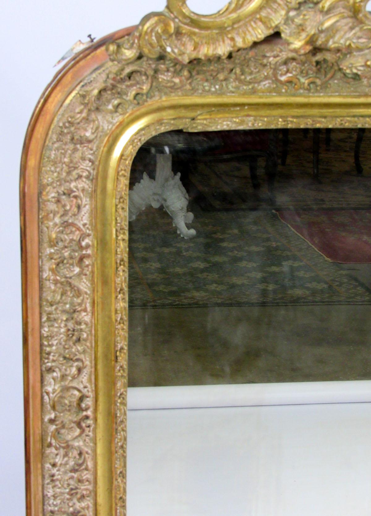 Pair of Early 20th Century Belle Époque Style Giltwood Mirrors In Excellent Condition In Dallas, TX