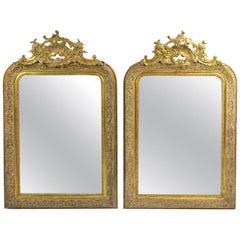 Pair of Early 20th Century Belle Époque Style Giltwood Mirrors
