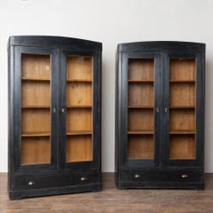 Pair of Early 20th Century Black Painted Pine Bookcases