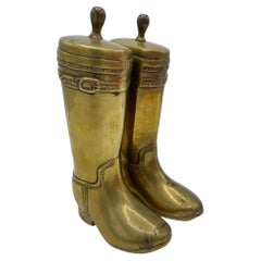 Pair of Early 20th Century Brass Boot Bookends