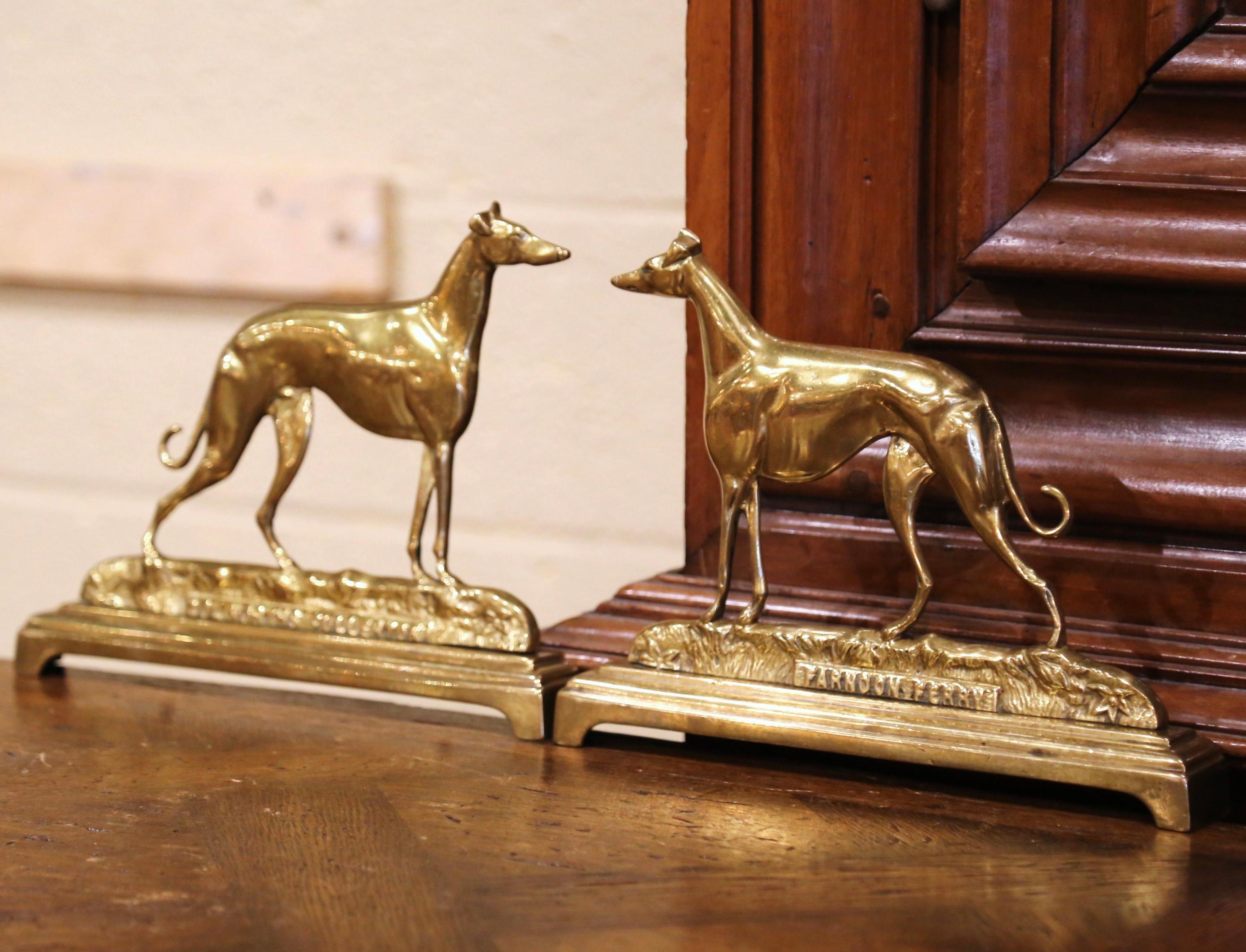 Complement your office shelving with this pair of dog Waterloo Cup winners. Crafted in the UK circa 1910 and built of brass, the dogs hold significant historical value, as they represent esteemed champions of the prestigious Waterloo Cup. Colonel