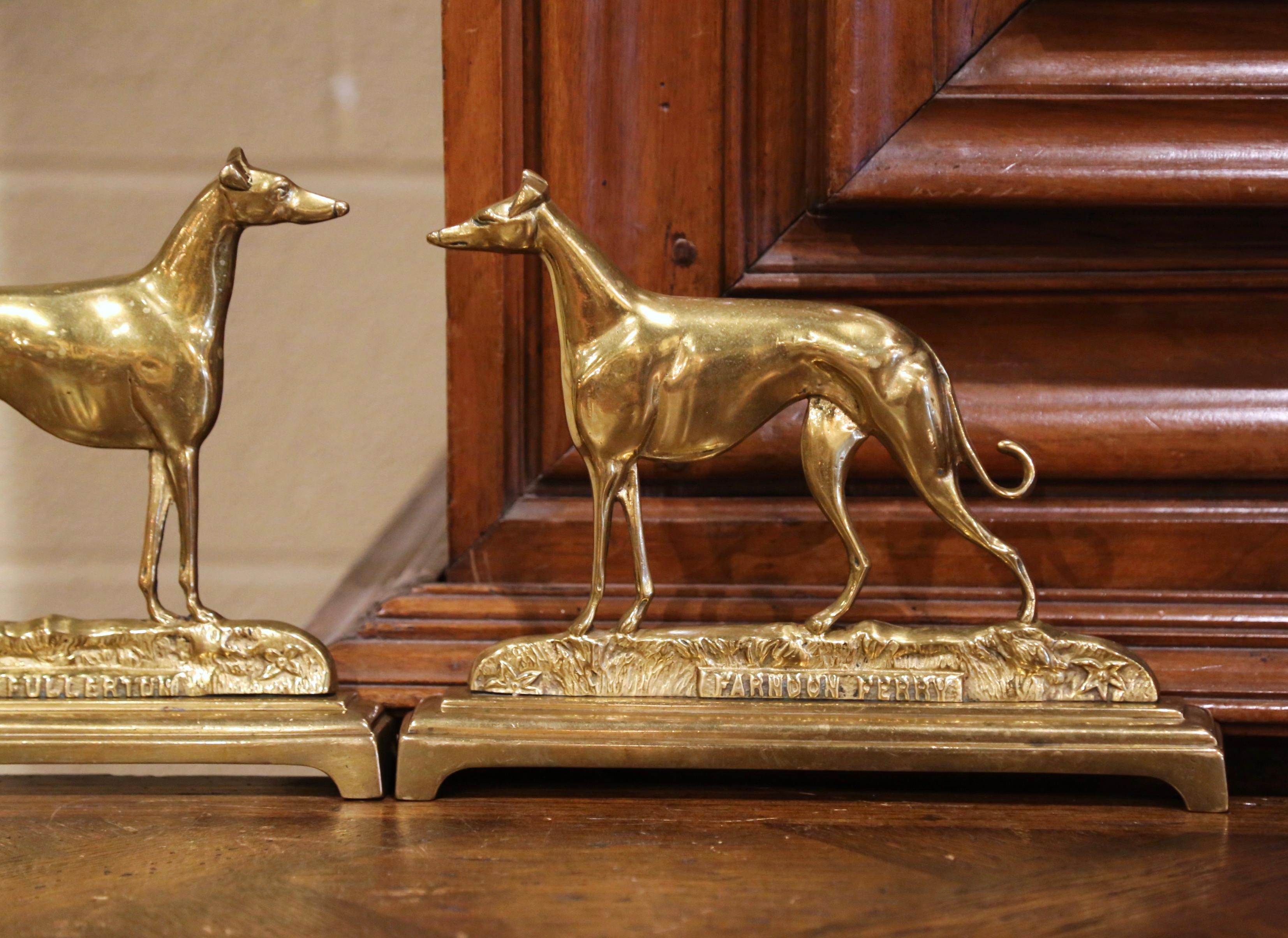 British Pair of Early 20th-Century Brass Greyhound Waterloo Cup Winners Sculptures For Sale