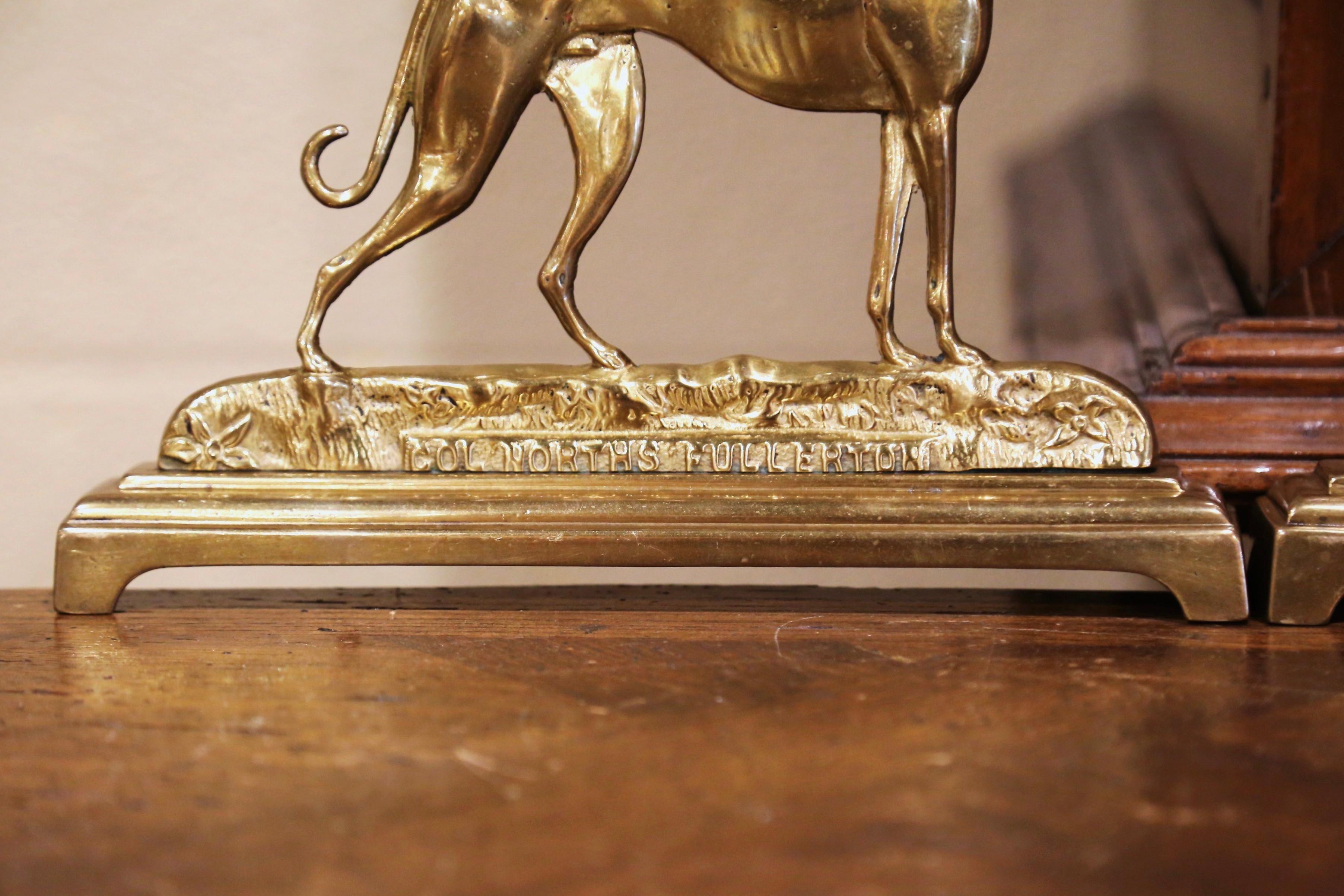 Pair of Early 20th-Century Brass Greyhound Waterloo Cup Winners Sculptures In Excellent Condition For Sale In Dallas, TX