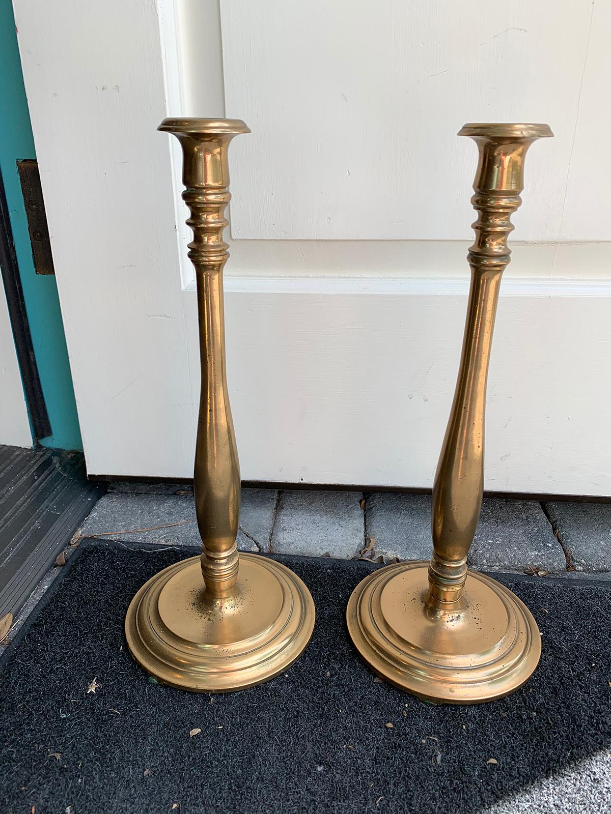 Pair of early 20th century bronze candlesticks.