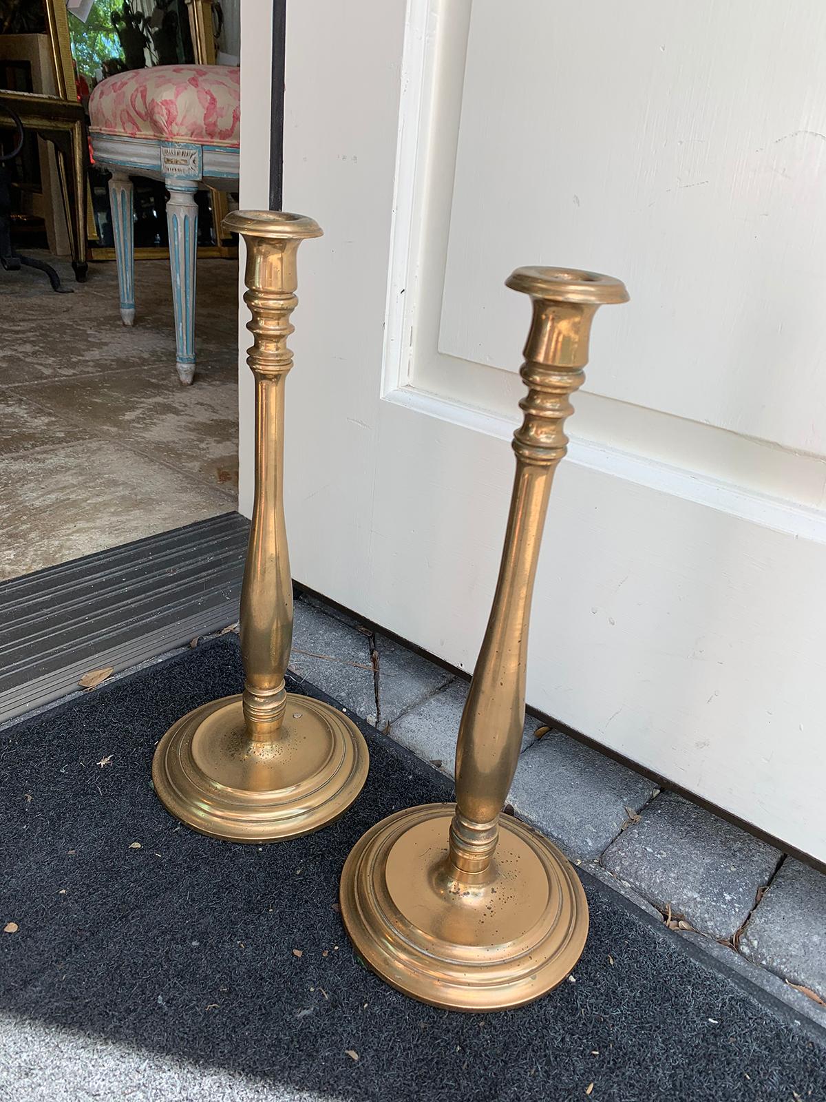 Pair of Early 20th Century Bronze Candlesticks In Good Condition In Atlanta, GA