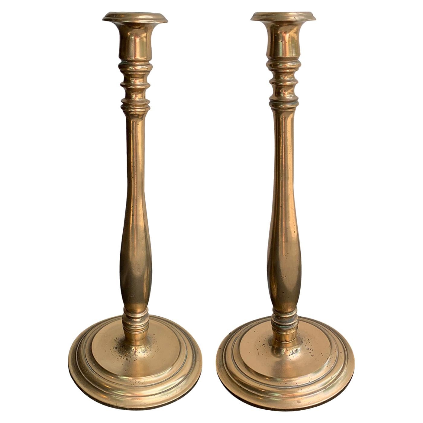 Pair of Early 20th Century Bronze Candlesticks