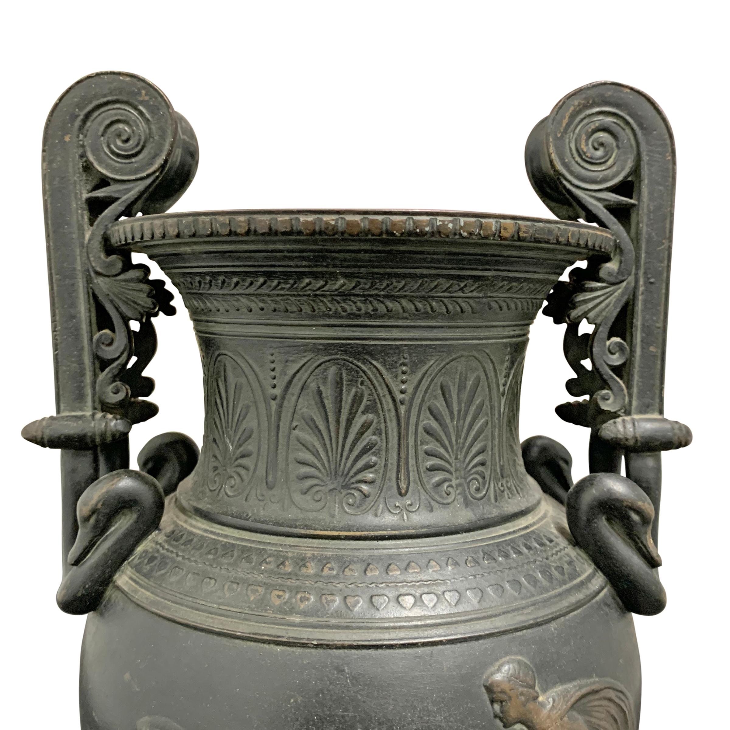 Pair of Early 20th Century Bronze Roman-Style Urns For Sale 3