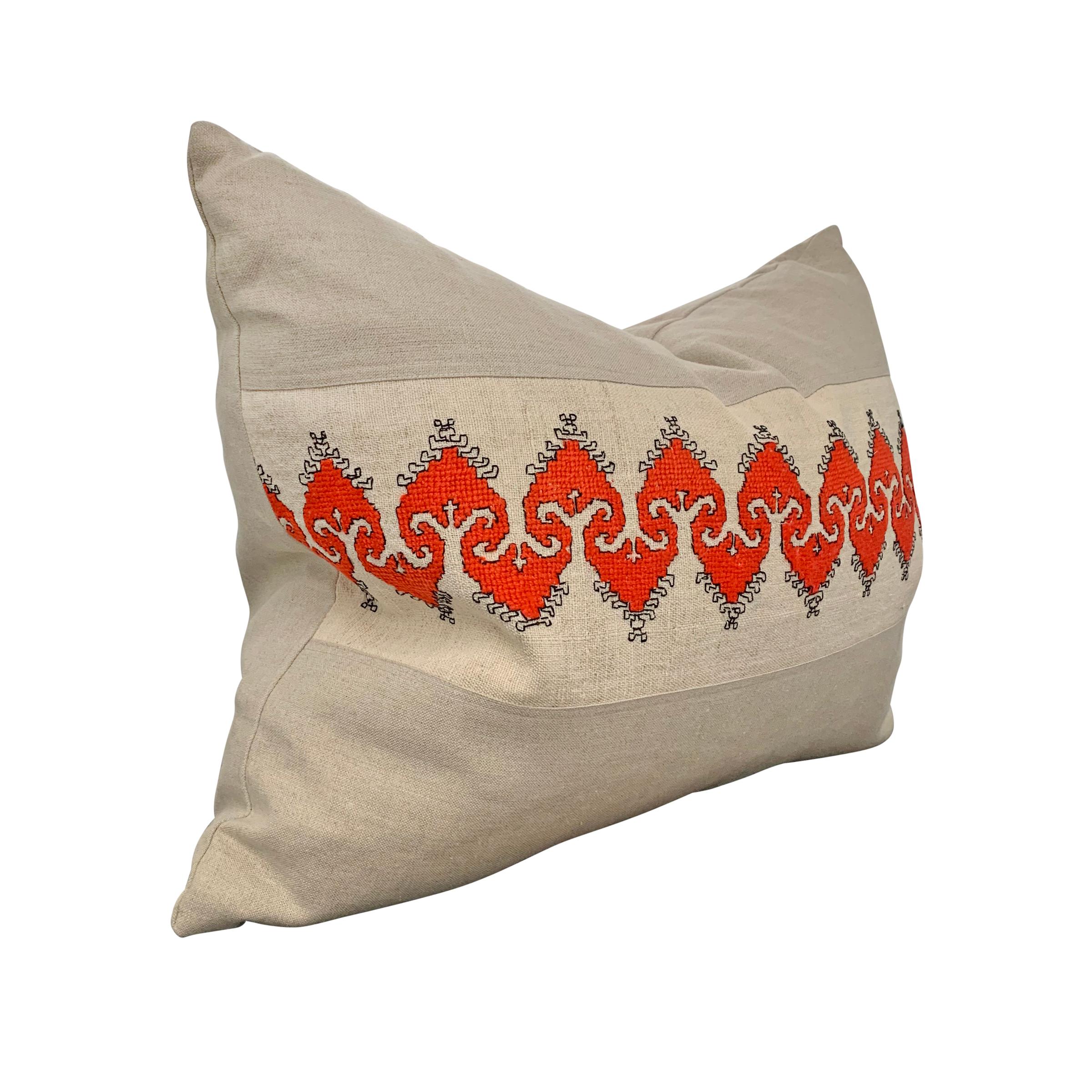 Folk Art Pair of Early 20th Century Bulgarian Embroidered Pillows