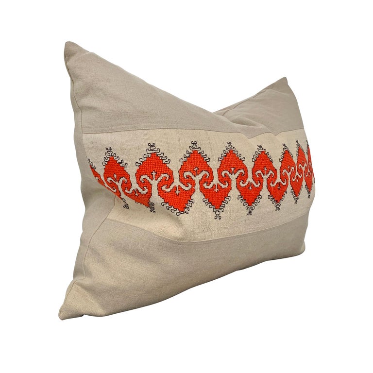 Pair Of Early 20th Century Bulgarian Embroidered Pillows For Sale
