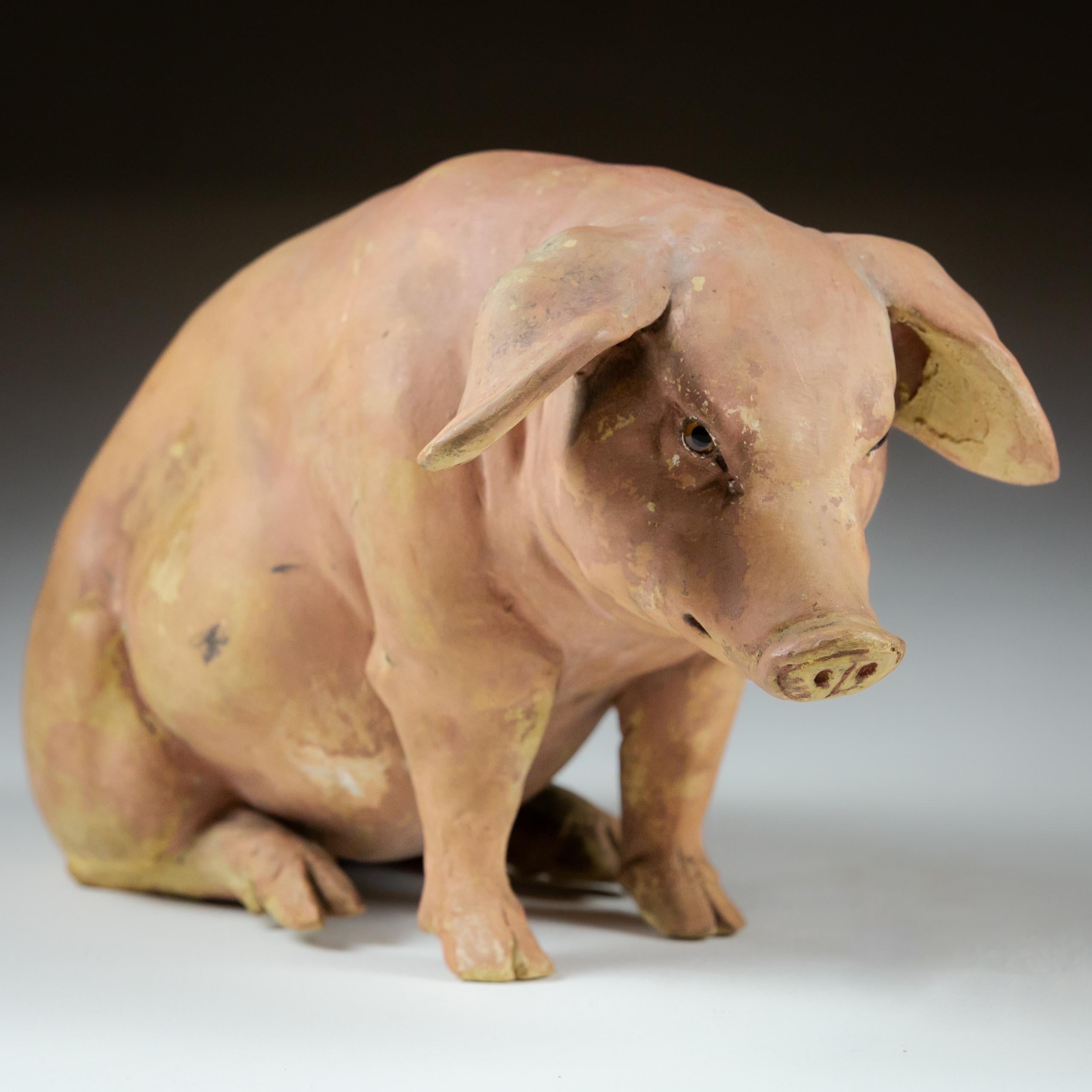 Pair of Early 20th Century Butchers Display Pigs In Good Condition In Pease pottage, West Sussex