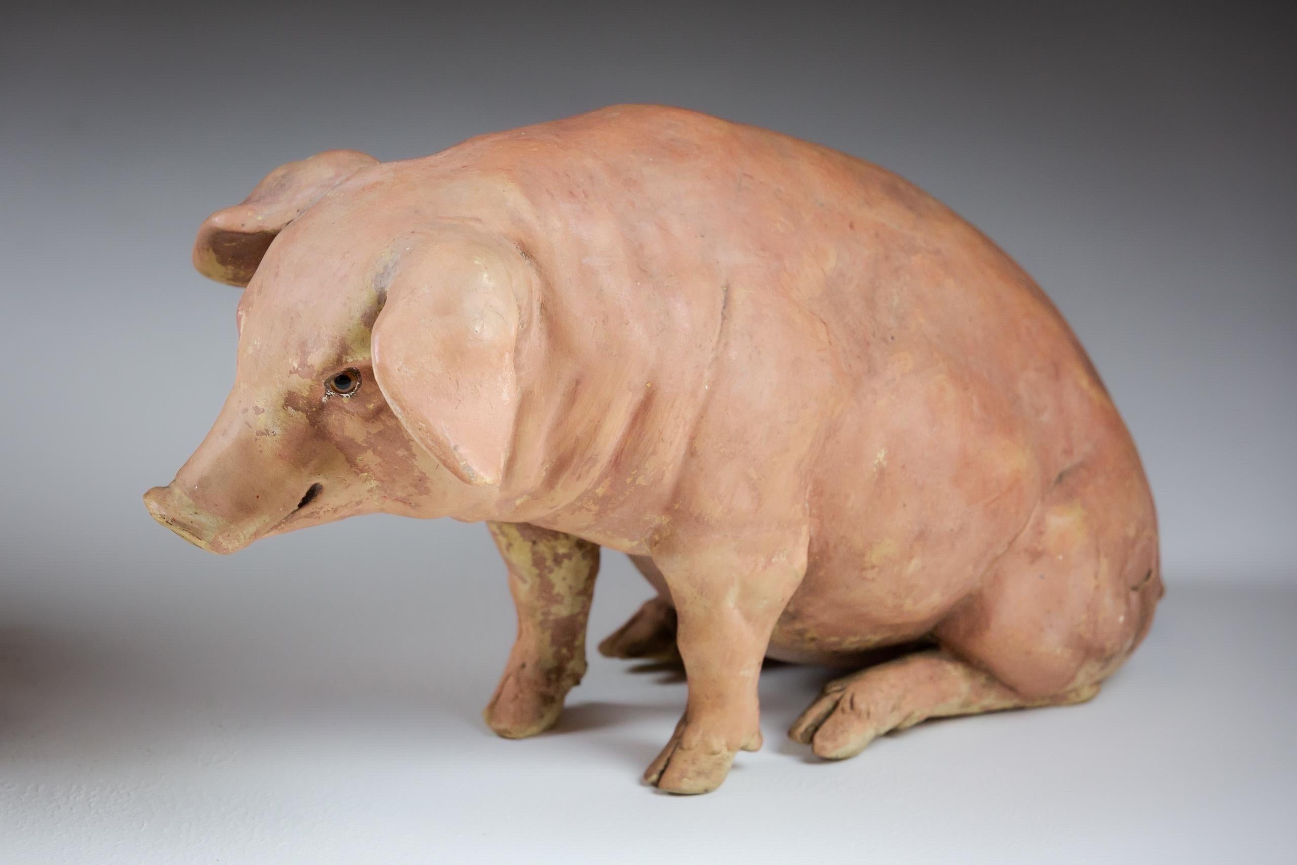 Pair of Early 20th Century Butchers Display Pigs 1