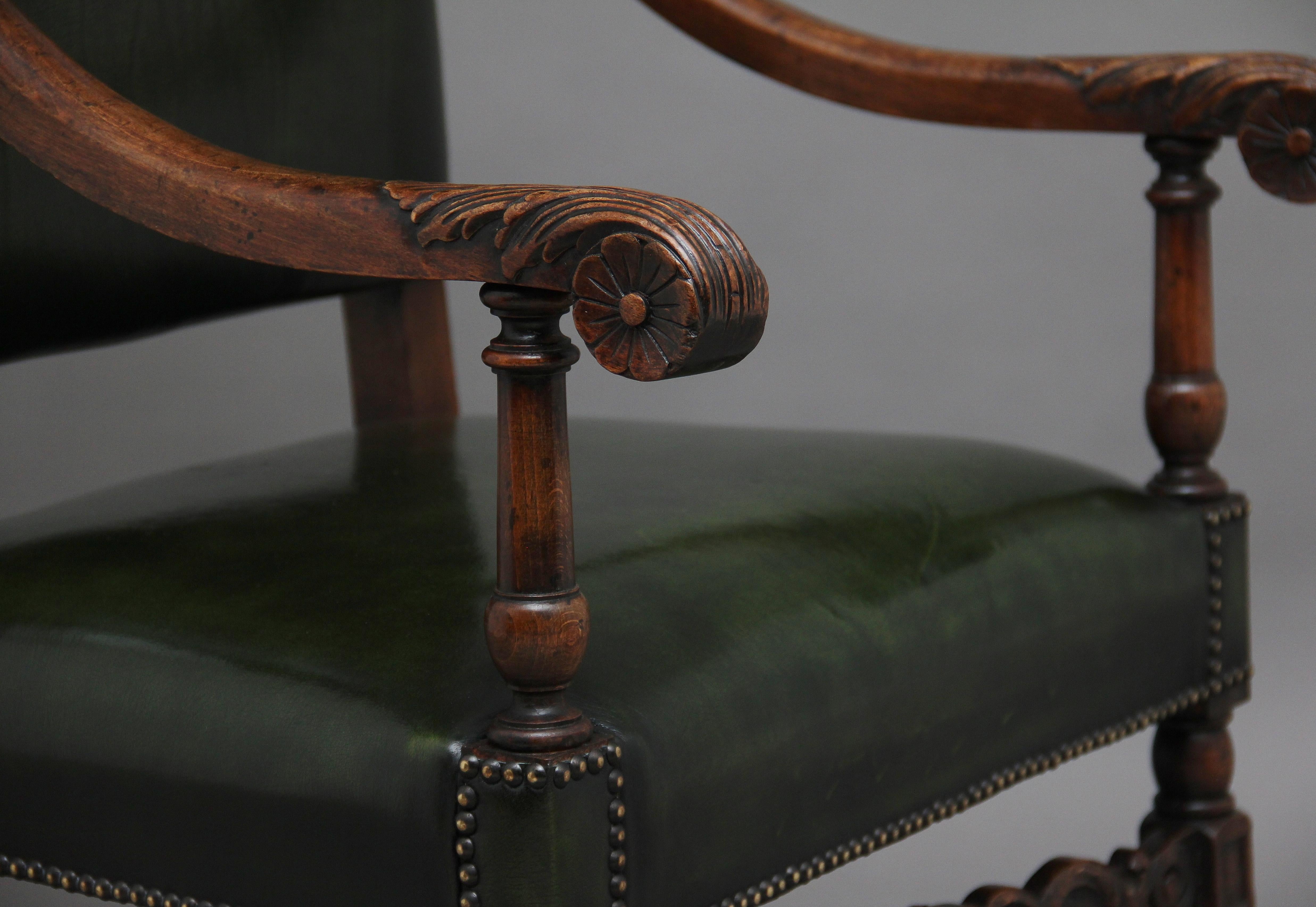 Pair of Early 20th Century Carved Armchairs in the Carolean Style 6