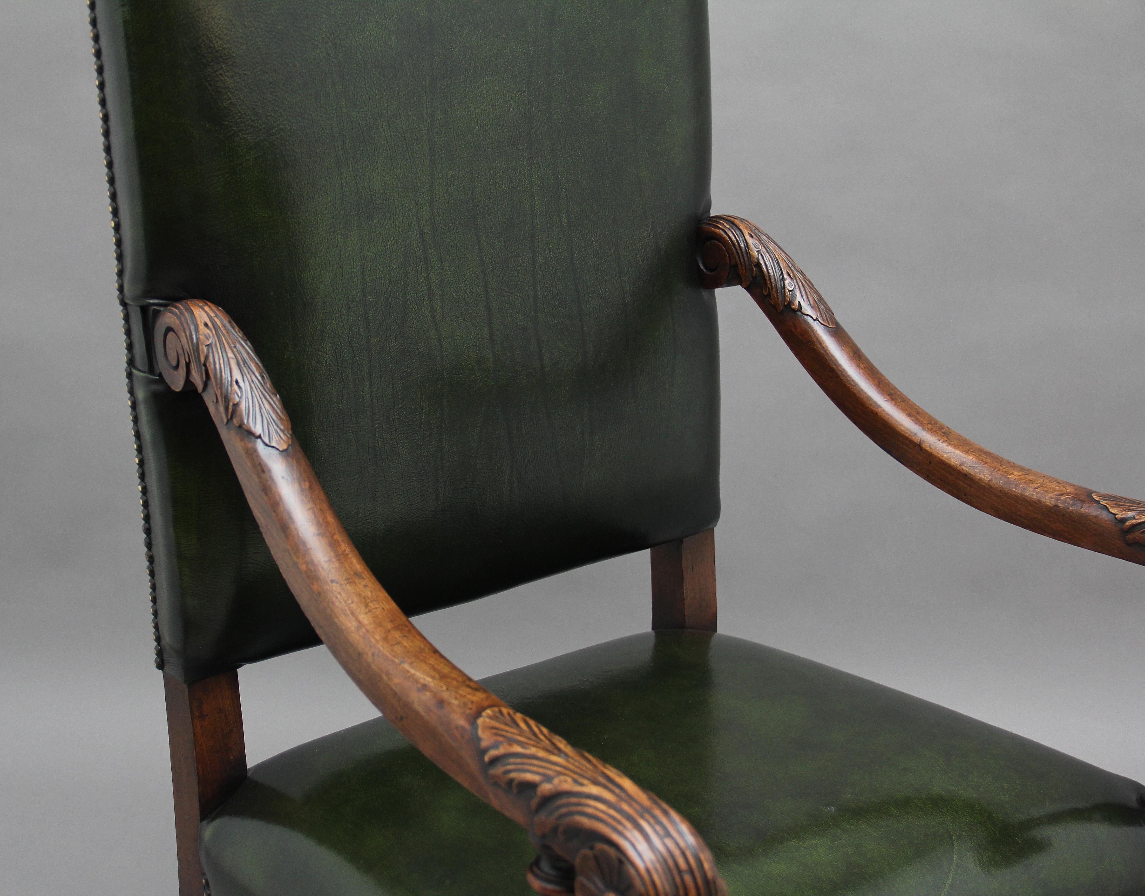 Pair of Early 20th Century Carved Armchairs in the Carolean Style 2