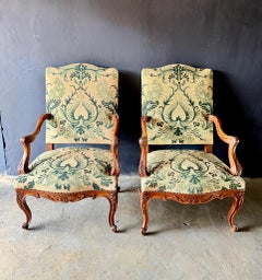 Pair of Early 20th-Century Carved Armchairs with Cabriole Legs