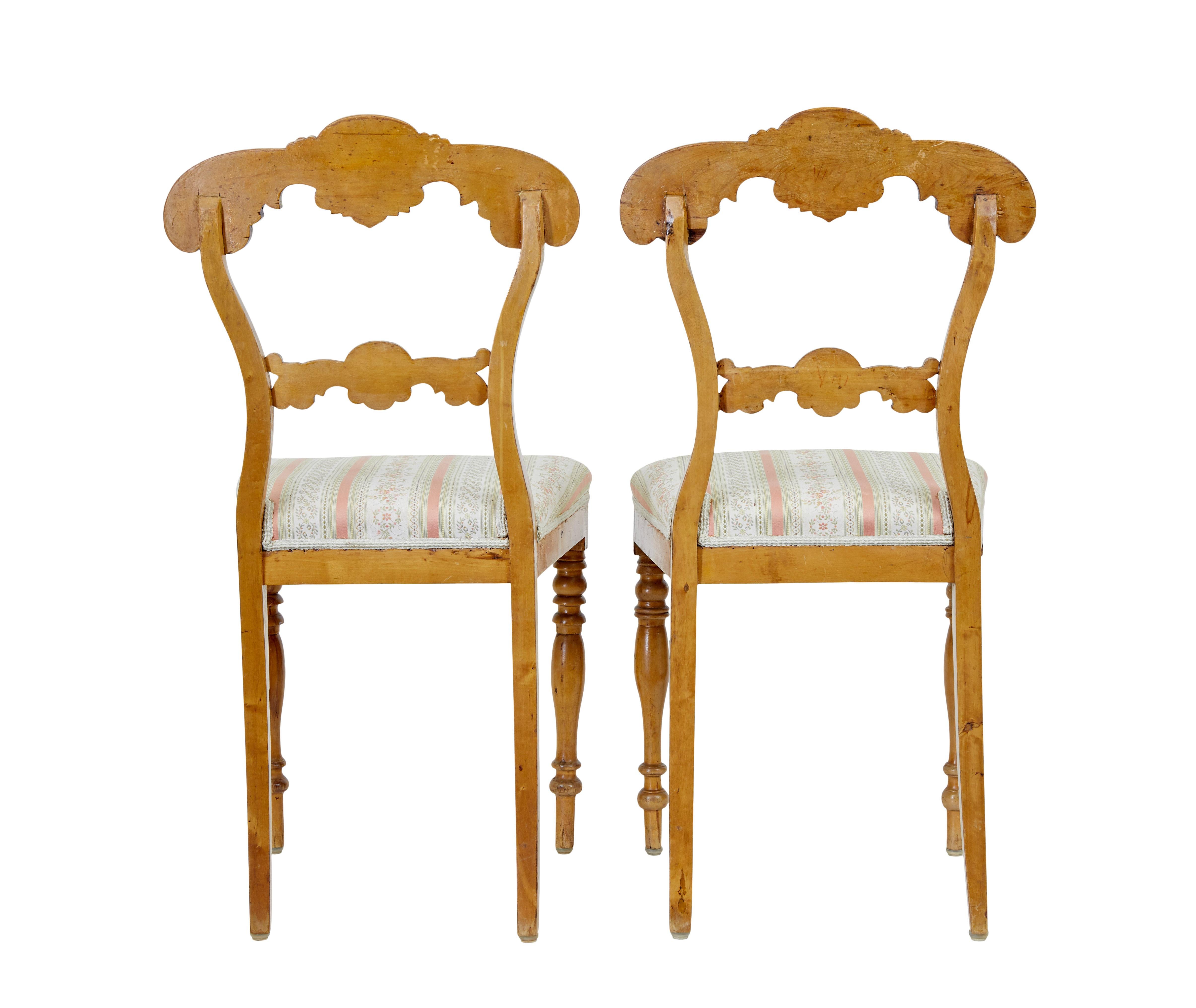 Carved Pair of early 20th century carved birch hall chairs For Sale
