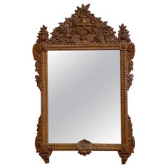 Pair of Early 20th Century Carved French Style Mirrors in Walnut Finish