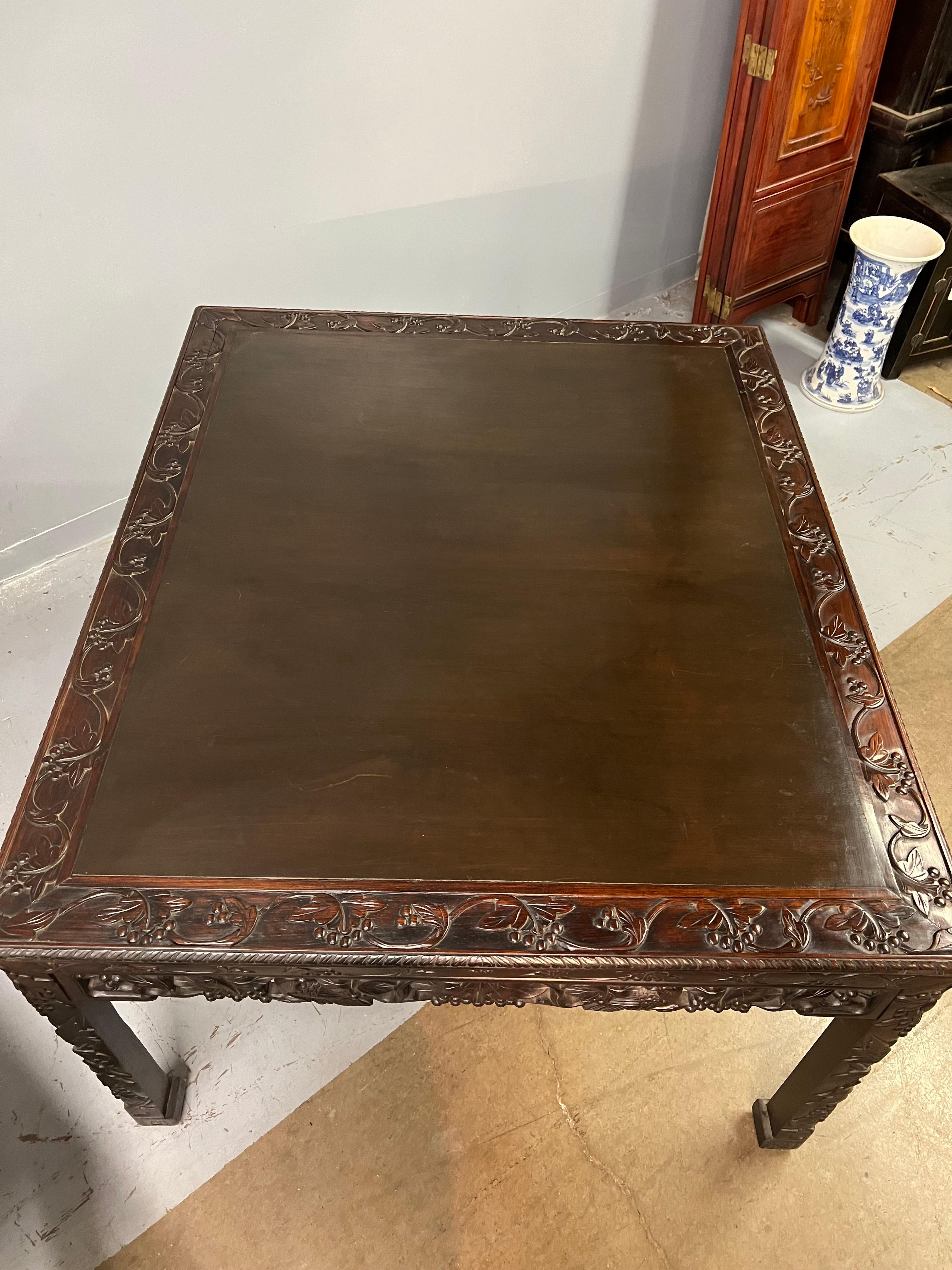 Pair of Early 20th Century Carved Rosewood Chinese Center Tables For Sale 10