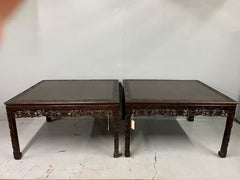 Pair of Early 20th Century Carved Rosewood Chinese Center Tables