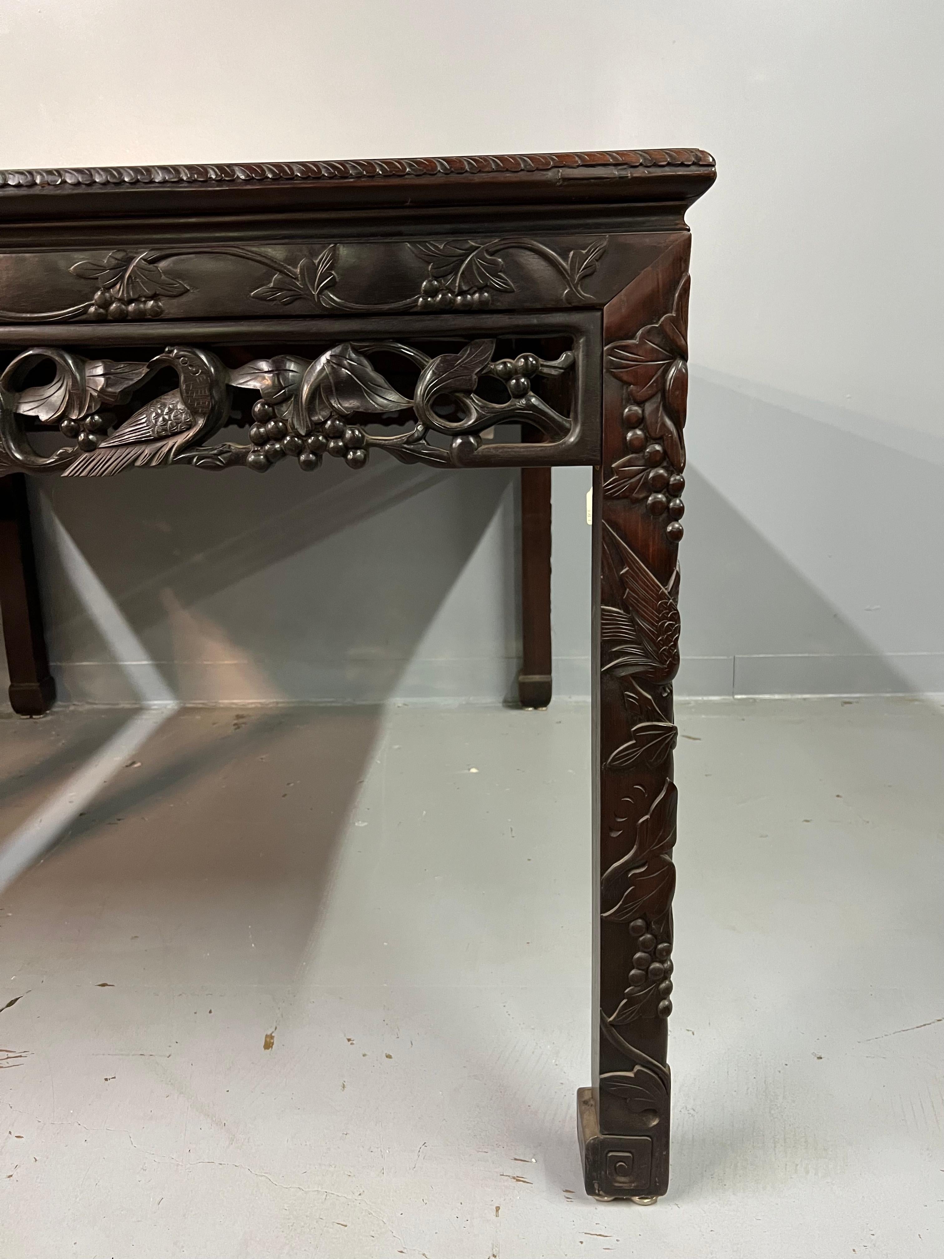 Pair of Early 20th Century Carved Rosewood Chinese Center Tables In Good Condition For Sale In Dallas, TX