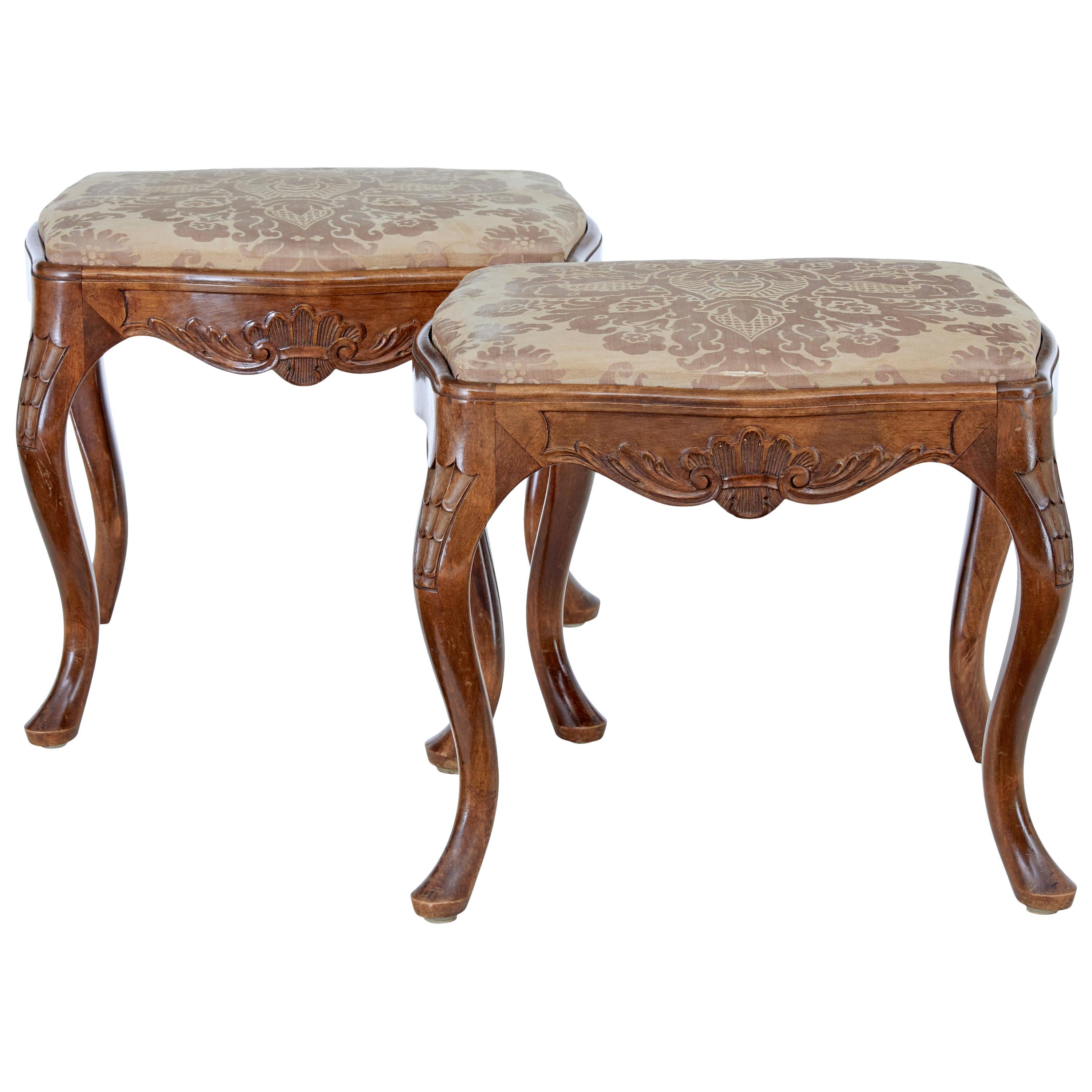 Pair of Early 20th Century Italian Leather Stools at 1stDibs