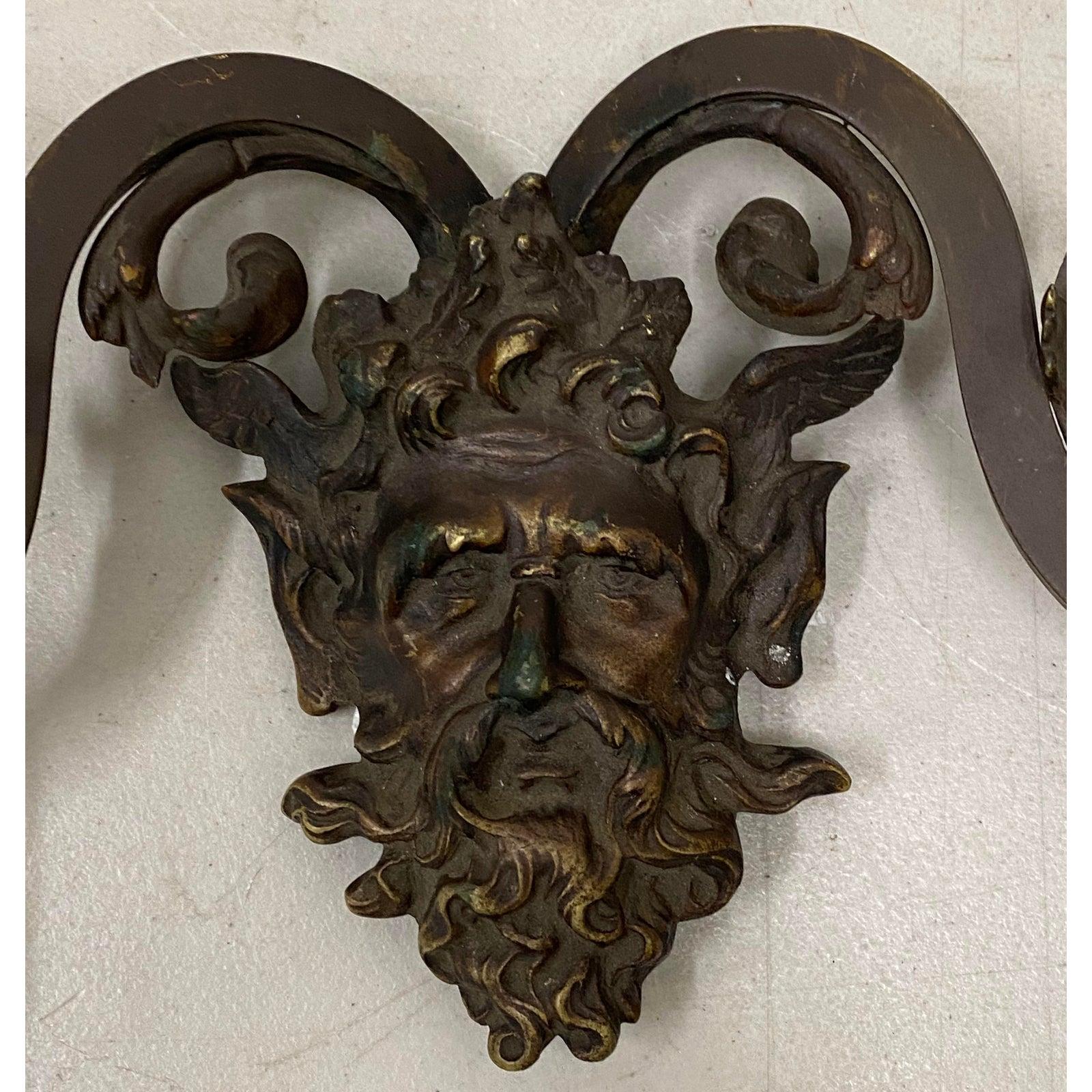 Gothic Revival Pair of Early 20th Century Cast Bronze Sconces For Sale
