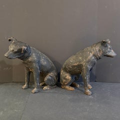 Pair of Early 20th Century Cast Iron Dog Terriers Sculptures