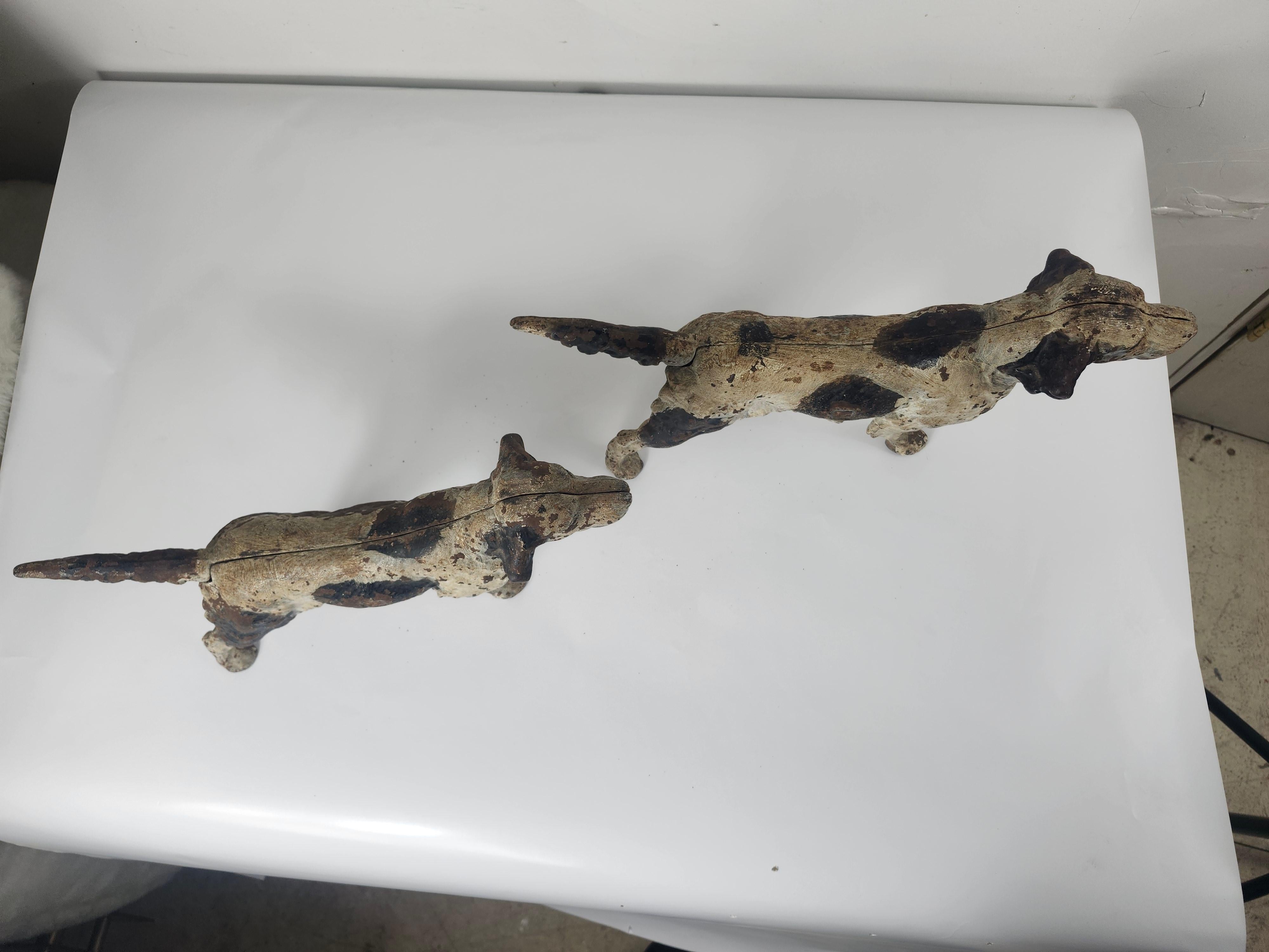 Industriale Coppia di setter inglesi in ghisa dei primi del Novecento Hubley in vendita