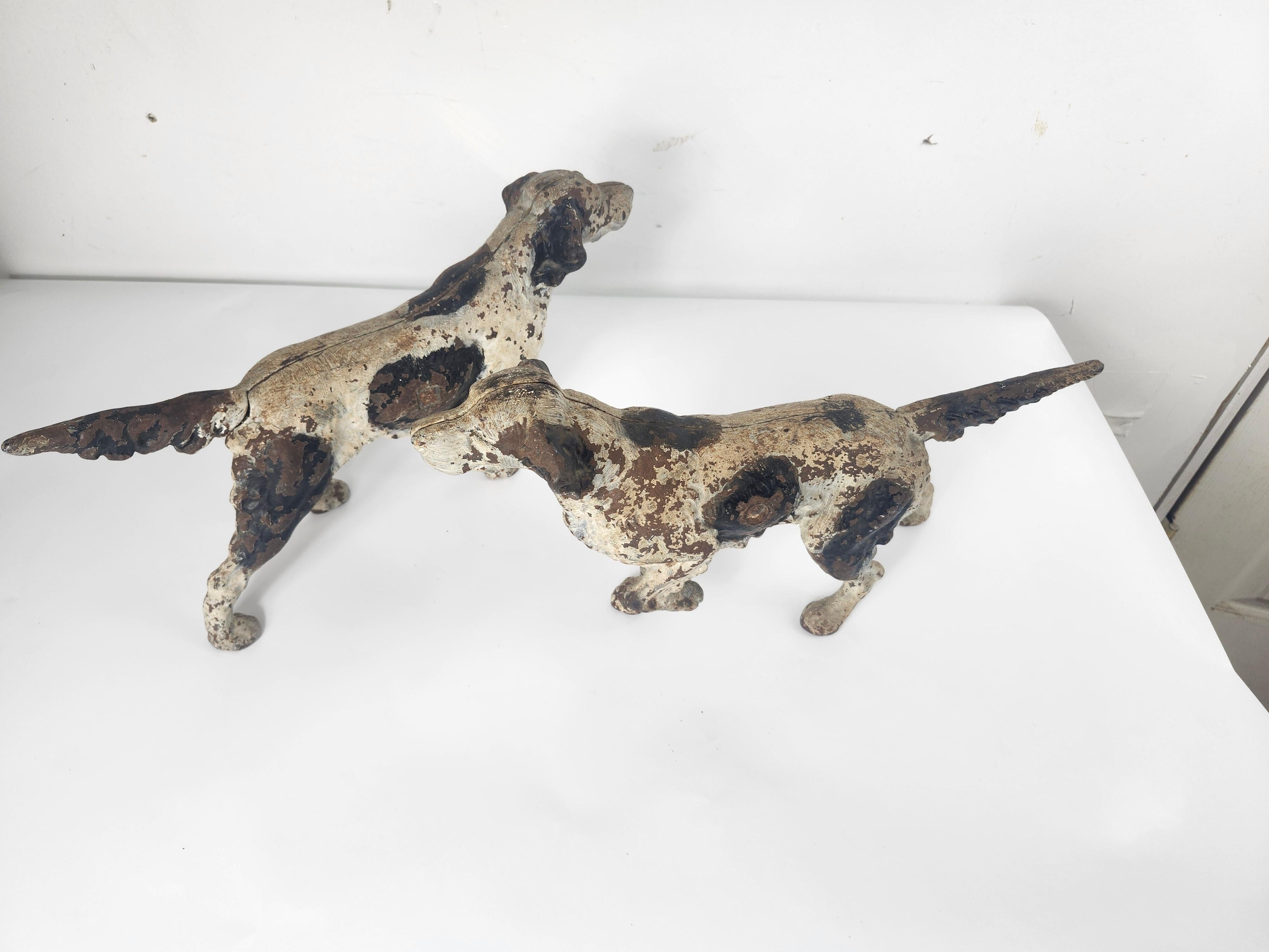 Coppia di setter inglesi in ghisa dei primi del Novecento Hubley in vendita 1