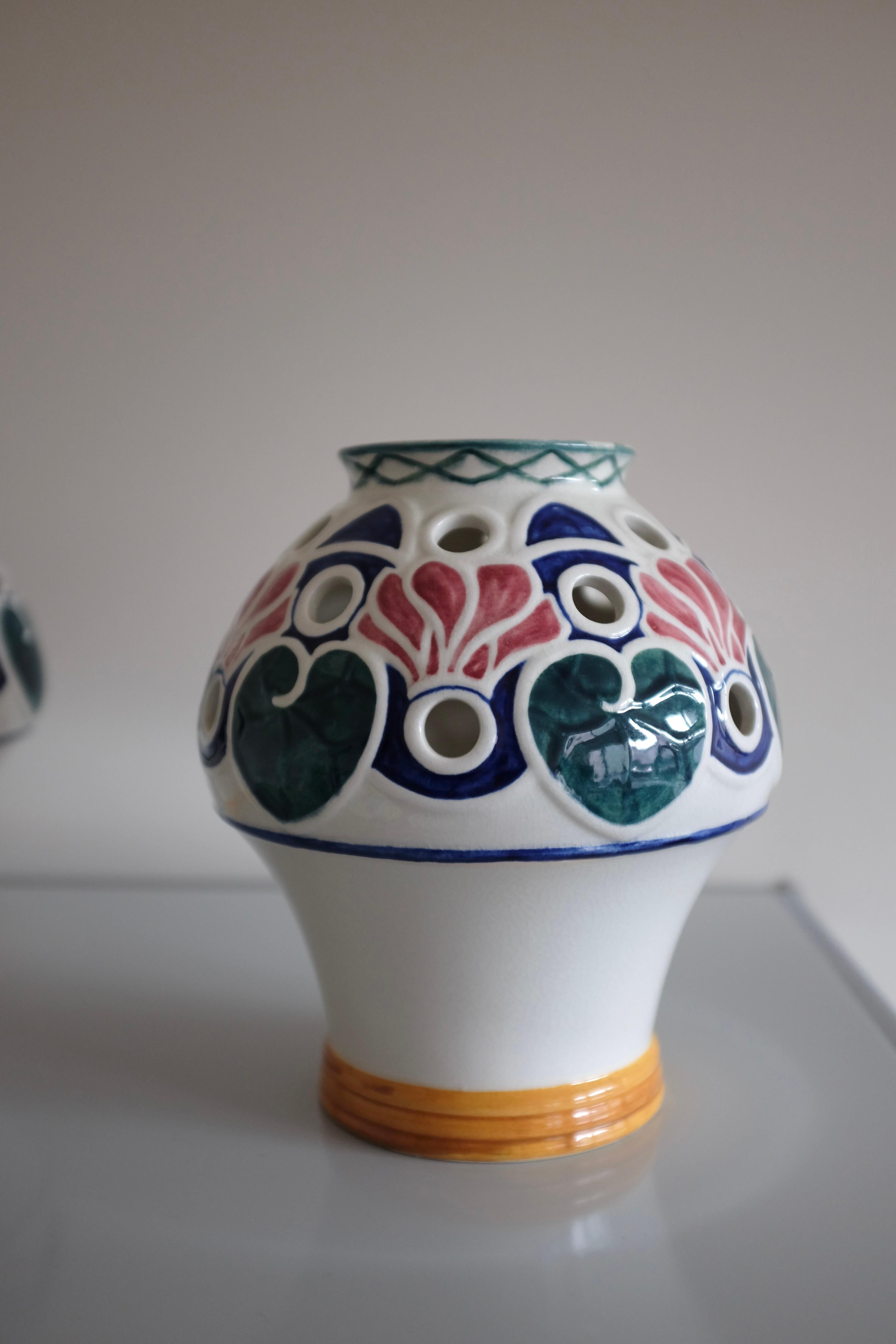 Swedish Pair of Early 20th century Ceramic Vases by Alf Wallander For Sale