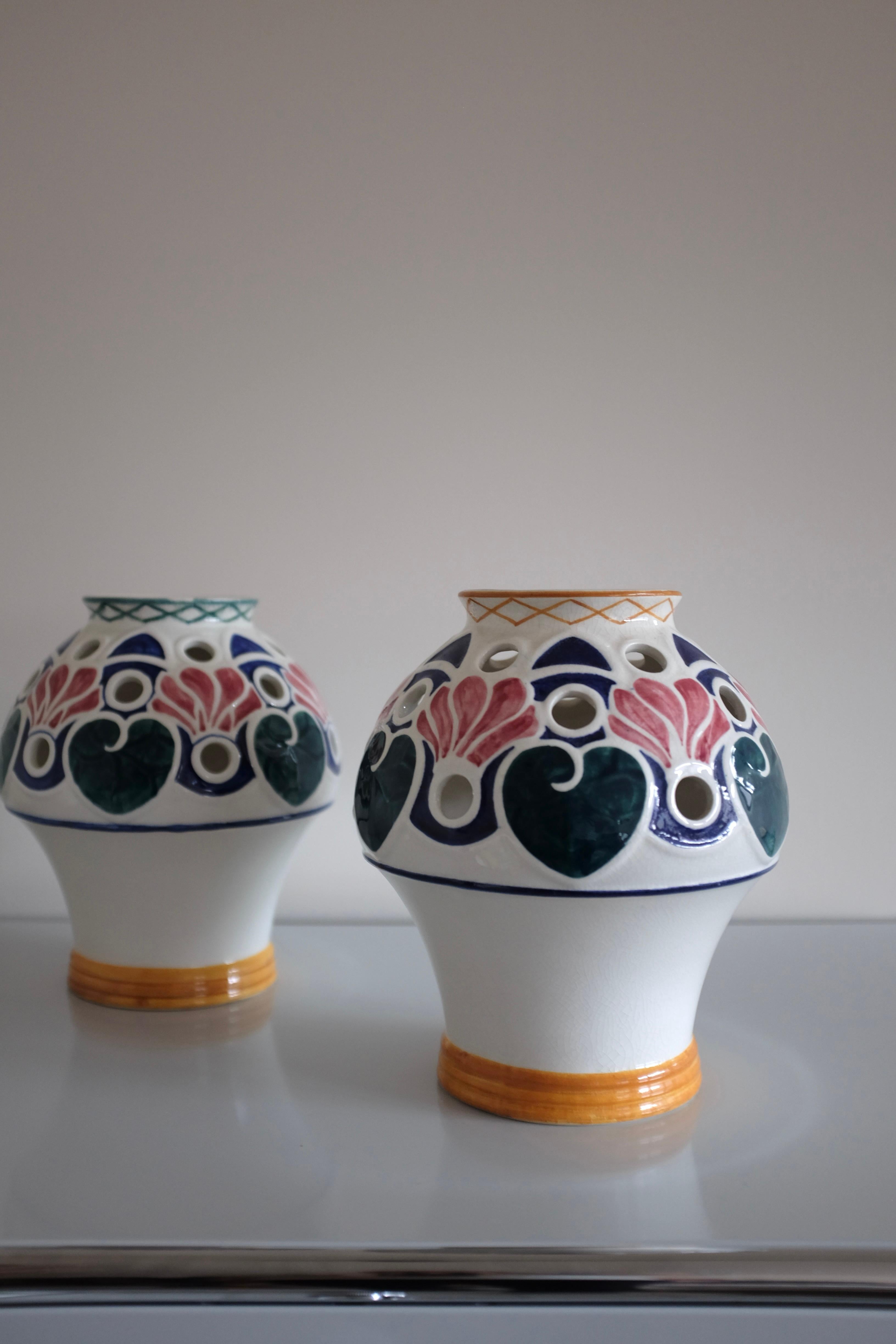 Pair of Early 20th century Ceramic Vases by Alf Wallander For Sale 1
