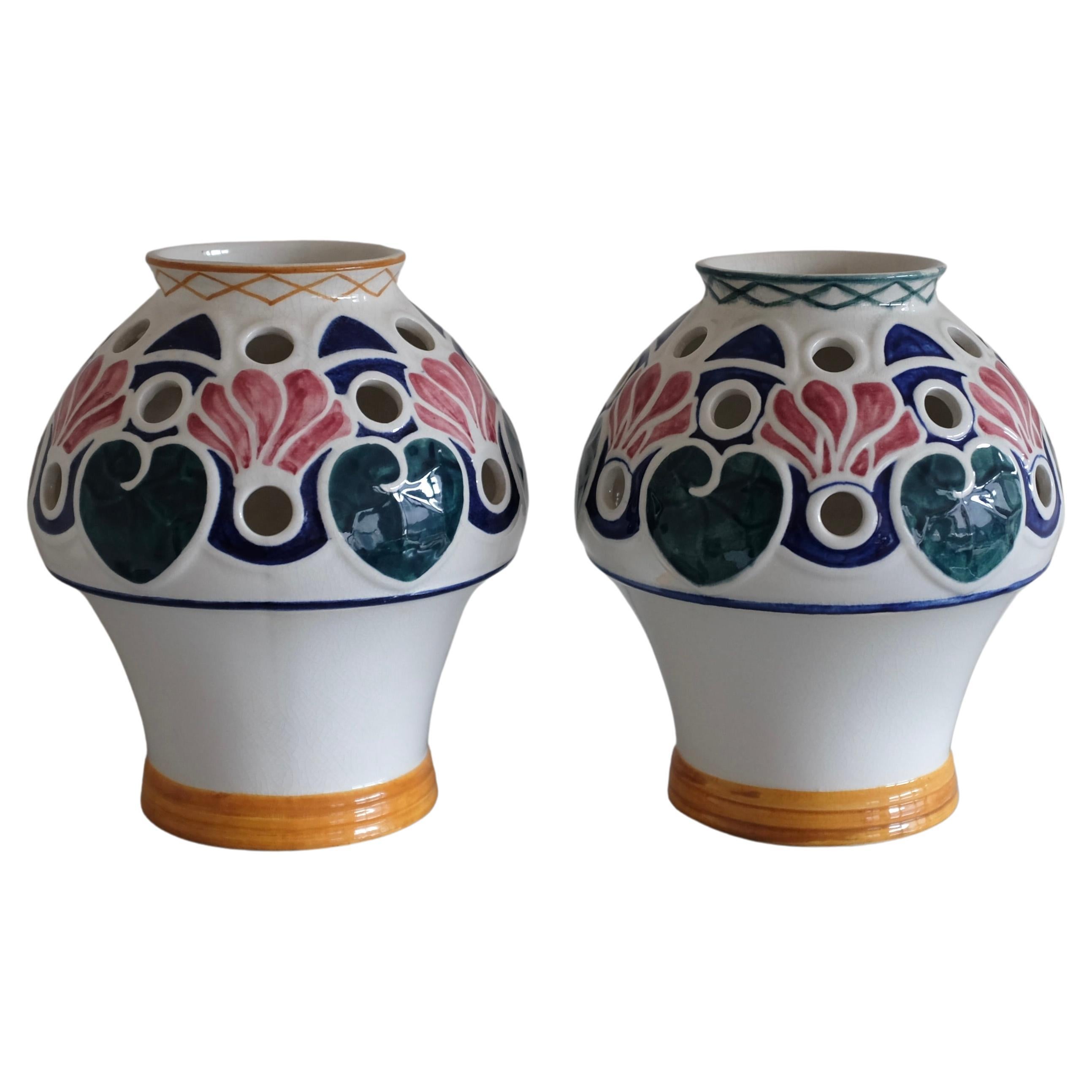Paire de vases en céramique du début du 20e siècle par Alf Wallander en vente