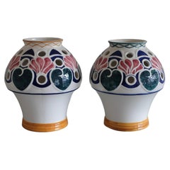 Antique Pair of Early 20th century Ceramic Vases by Alf Wallander