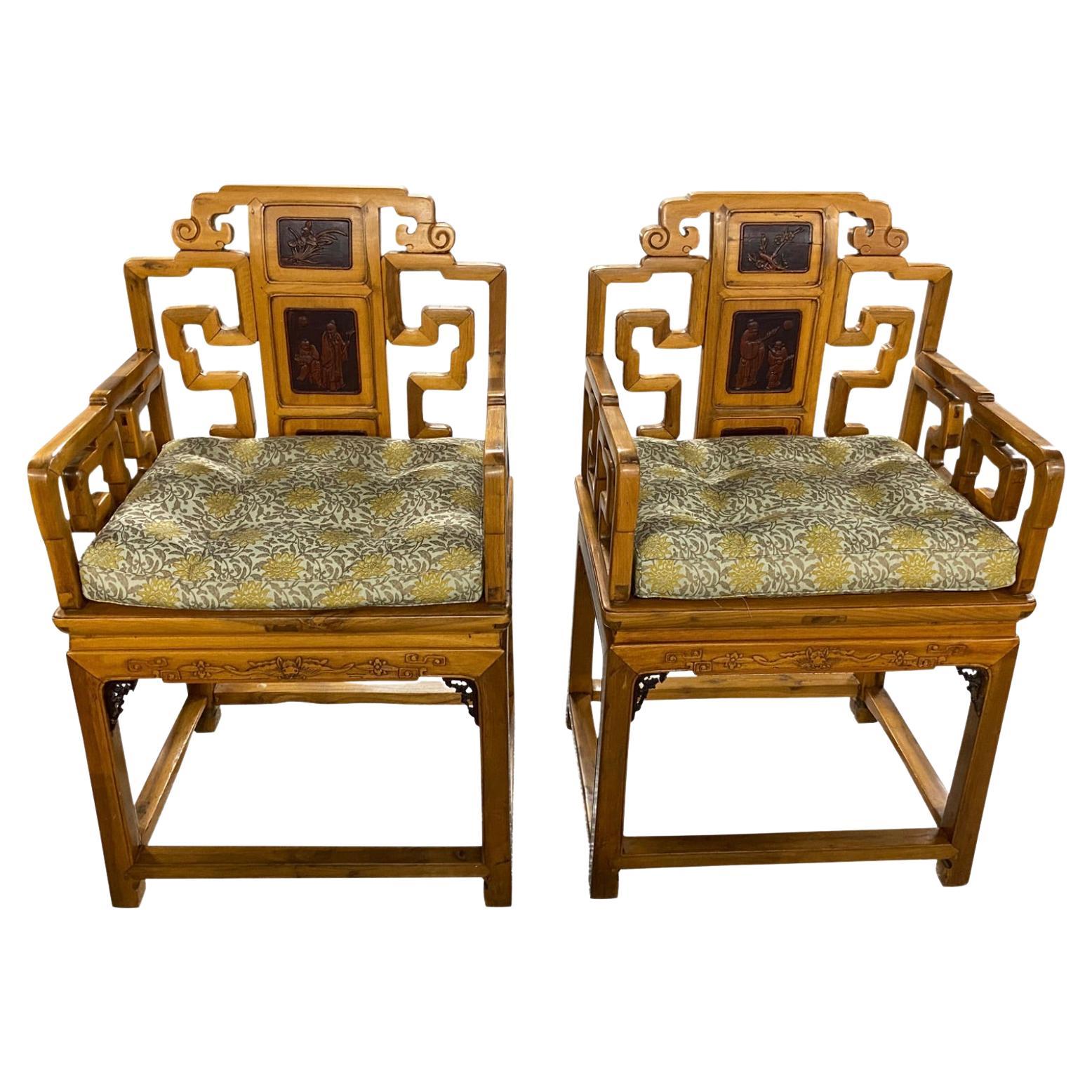Pair of Early 20th Century Chinese Altar Chairs  For Sale