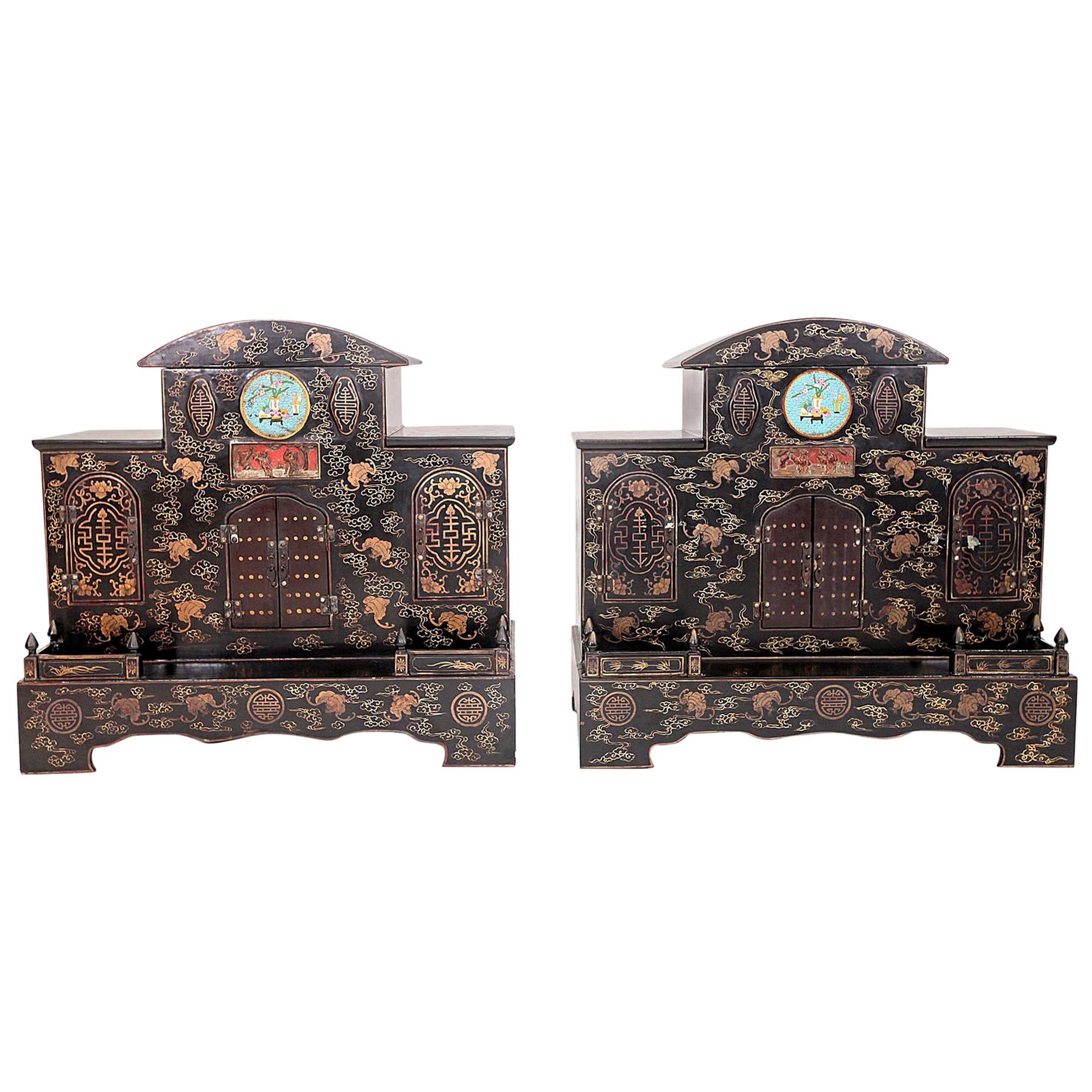 Pair of Early 20th Century Chinese Ancestral Shrines For Sale