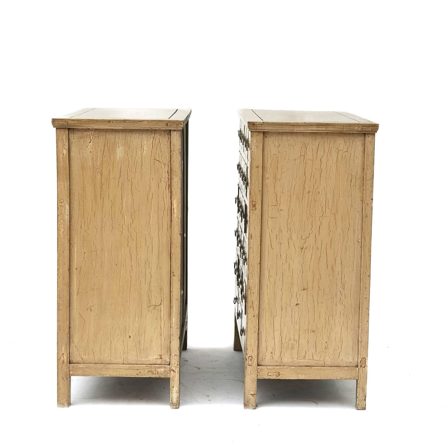 Qing Pair of Early 20th Century Chinese Apothecary Medicine Chests For Sale