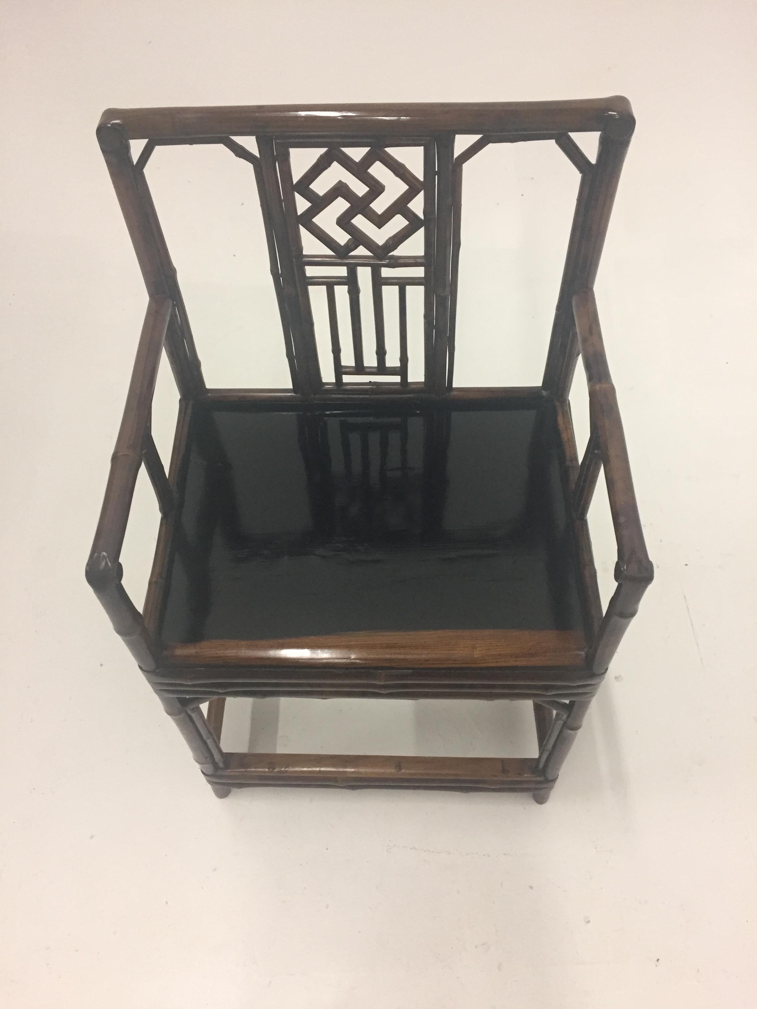 Pair of Early 20th Century Chinese Bamboo Armchairs For Sale 1