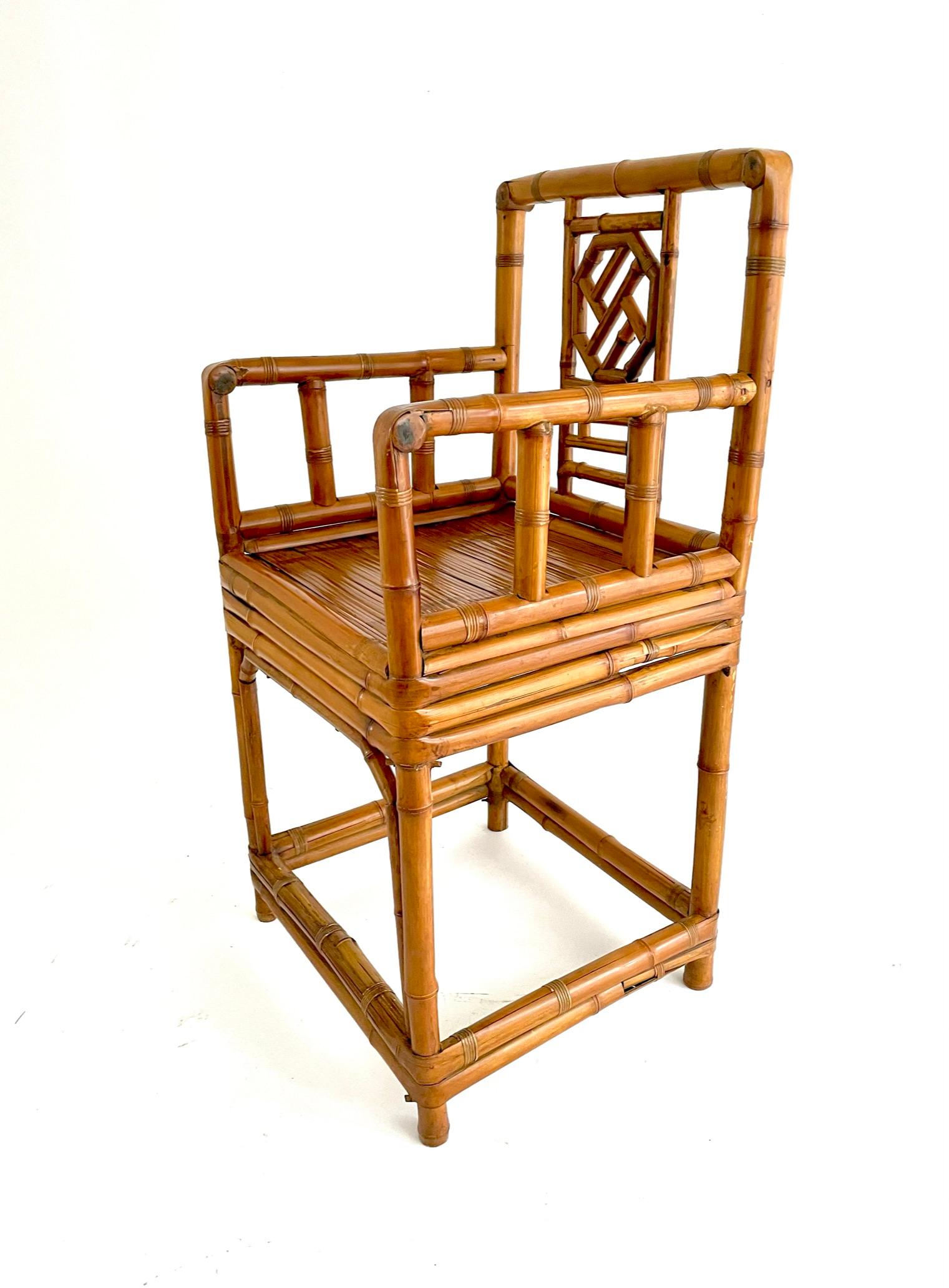 Paire de chaises chinoises en bambou du début du XXe siècle en vente 4