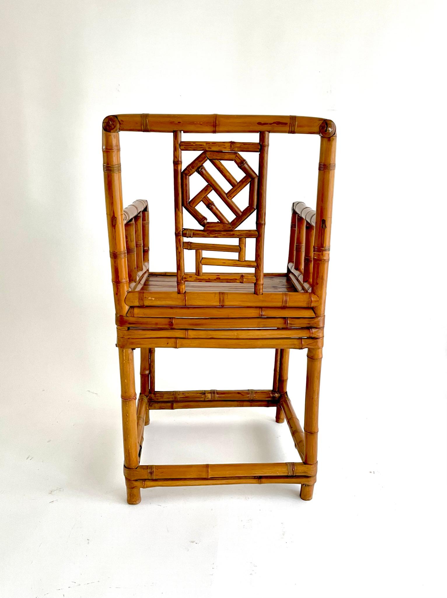 Paire de chaises chinoises en bambou du début du XXe siècle en vente 5