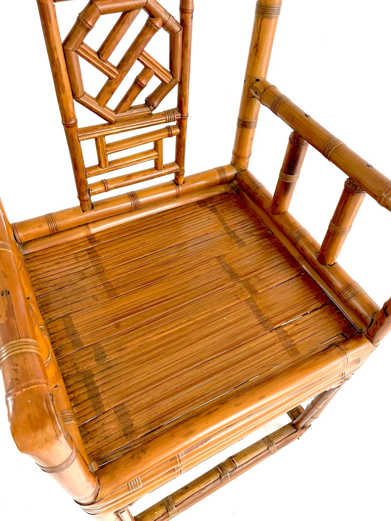 Pair of Early 20th Century Chinese Bamboo Chairs For Sale 9