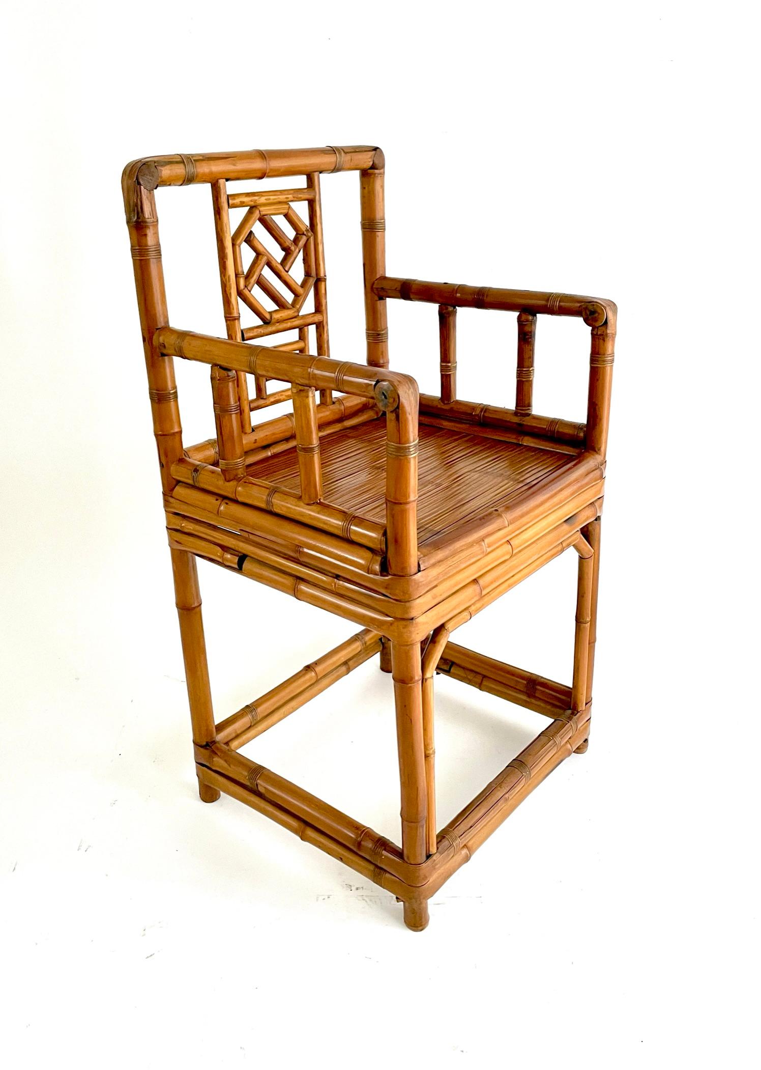 Pair of Early 20th Century Chinese Bamboo Chairs For Sale 1
