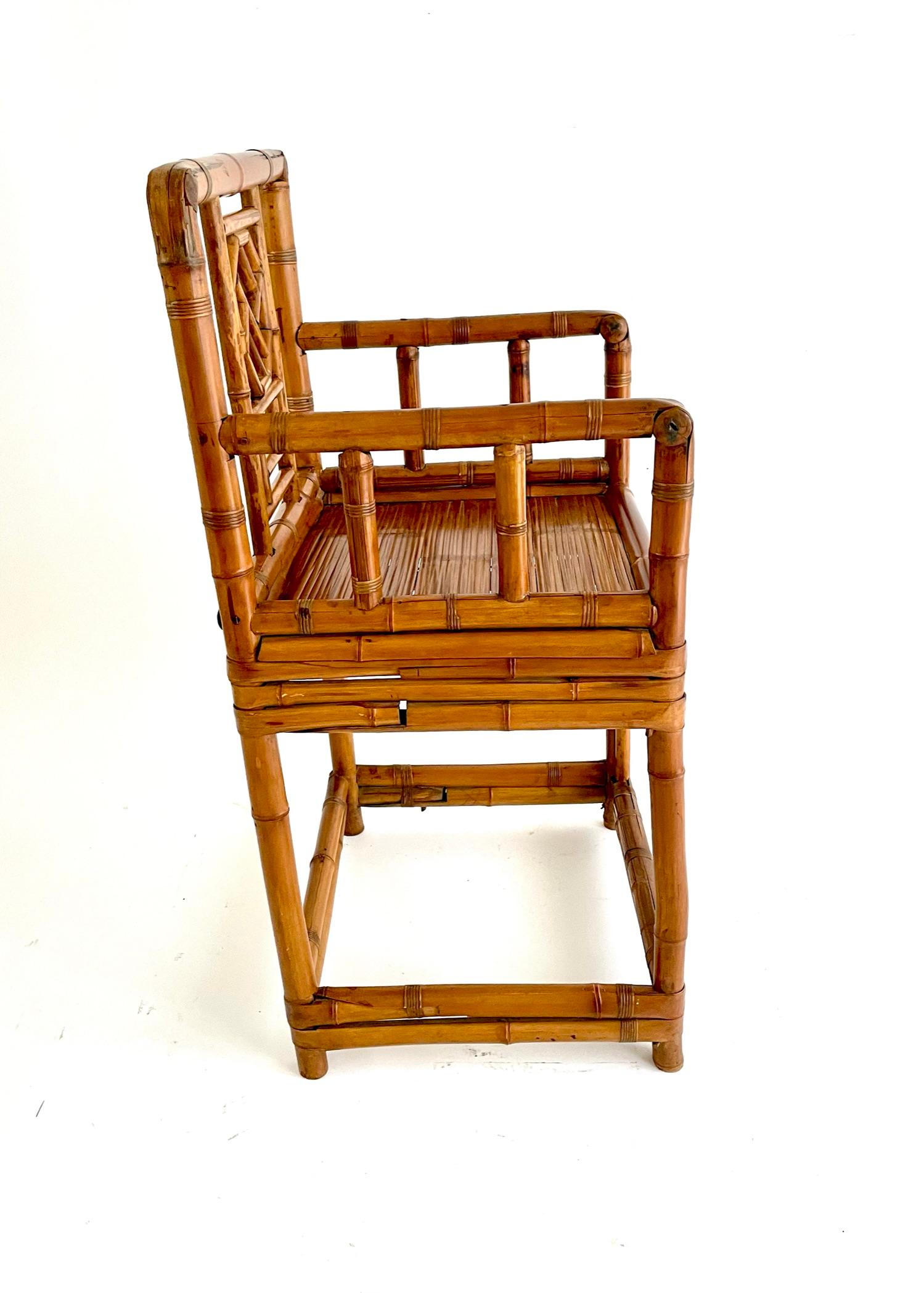 Pair of Early 20th Century Chinese Bamboo Chairs For Sale 2
