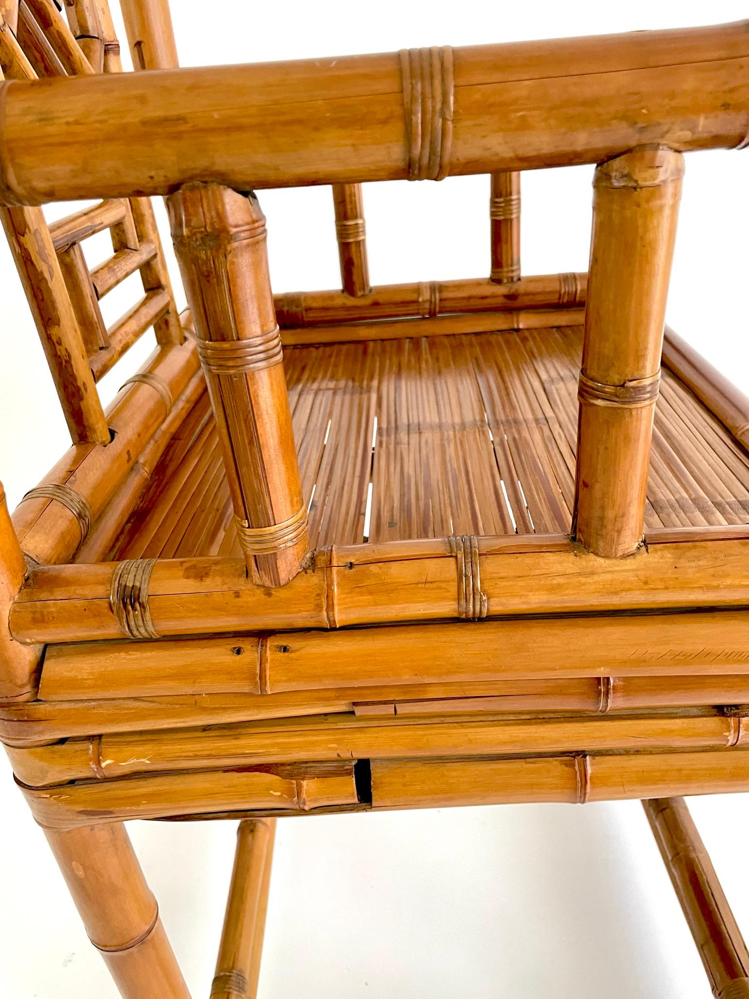 Pair of Early 20th Century Chinese Bamboo Chairs For Sale 3